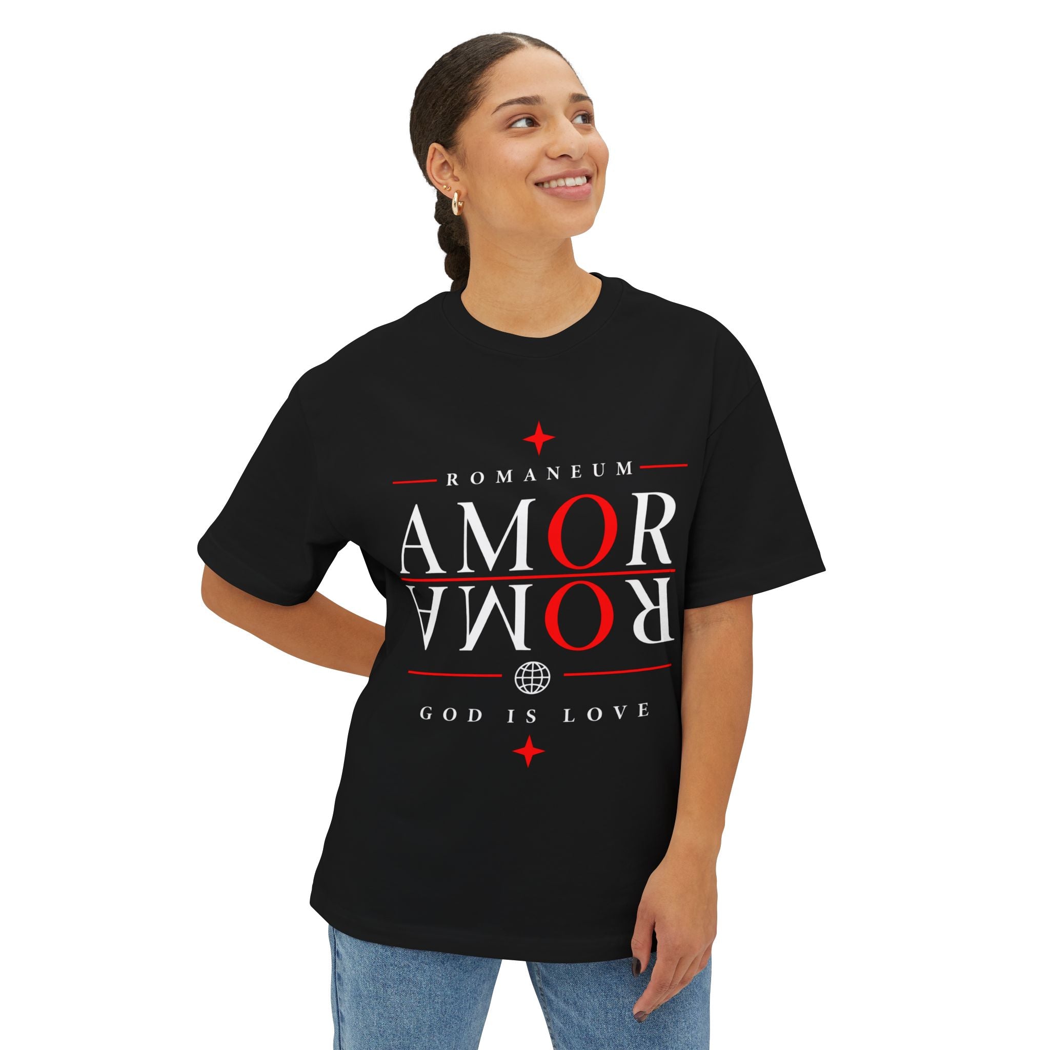 Amor Romanum Tee — 'Amor' Mirrored Graphic Boxy T‑Shirt