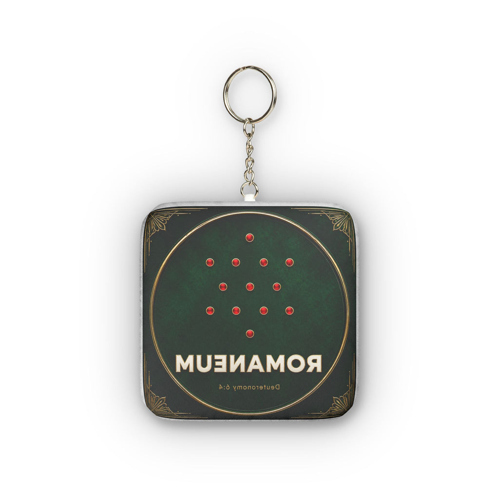 Custom Shape Mini Plush Keychain — Romaneum Logo Plush Keyring