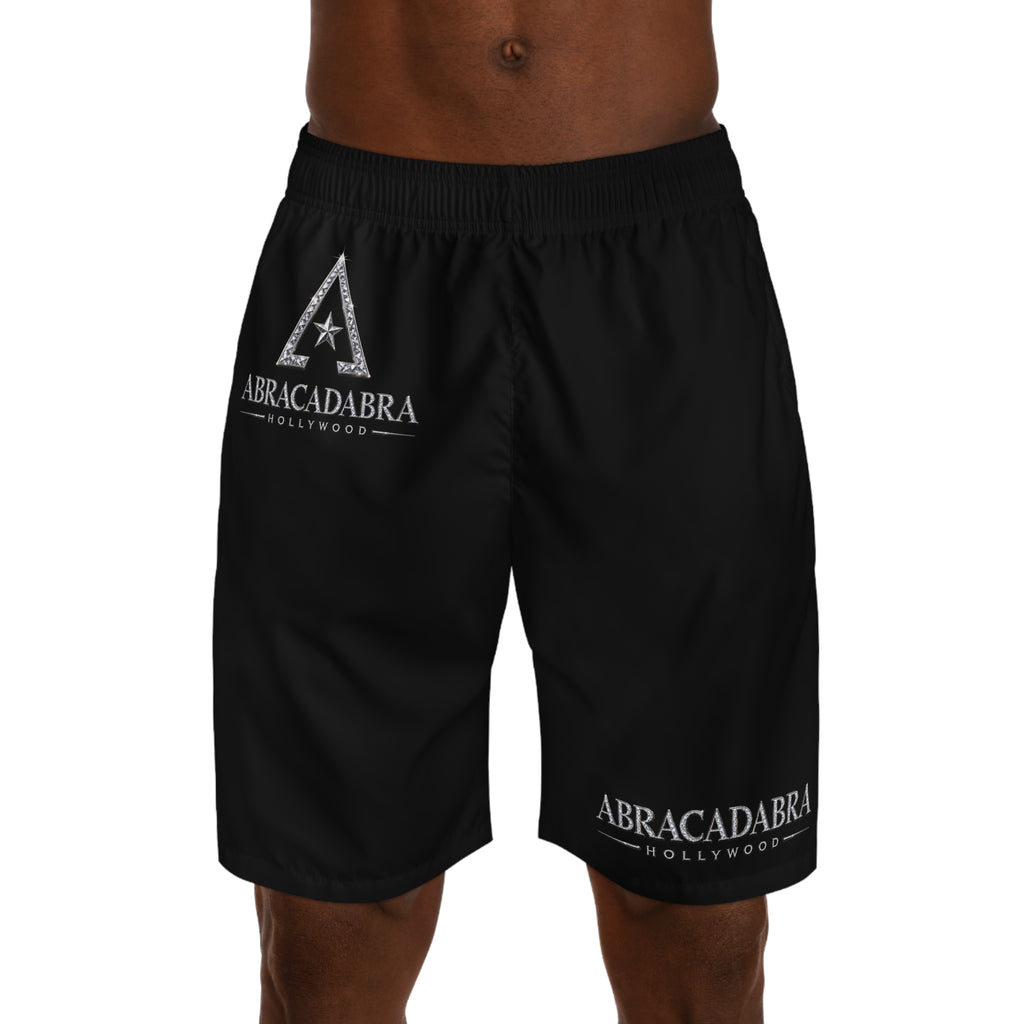 Abracadabra Hollywood Men's Jogger Shorts — Black Logo Athletic Shorts