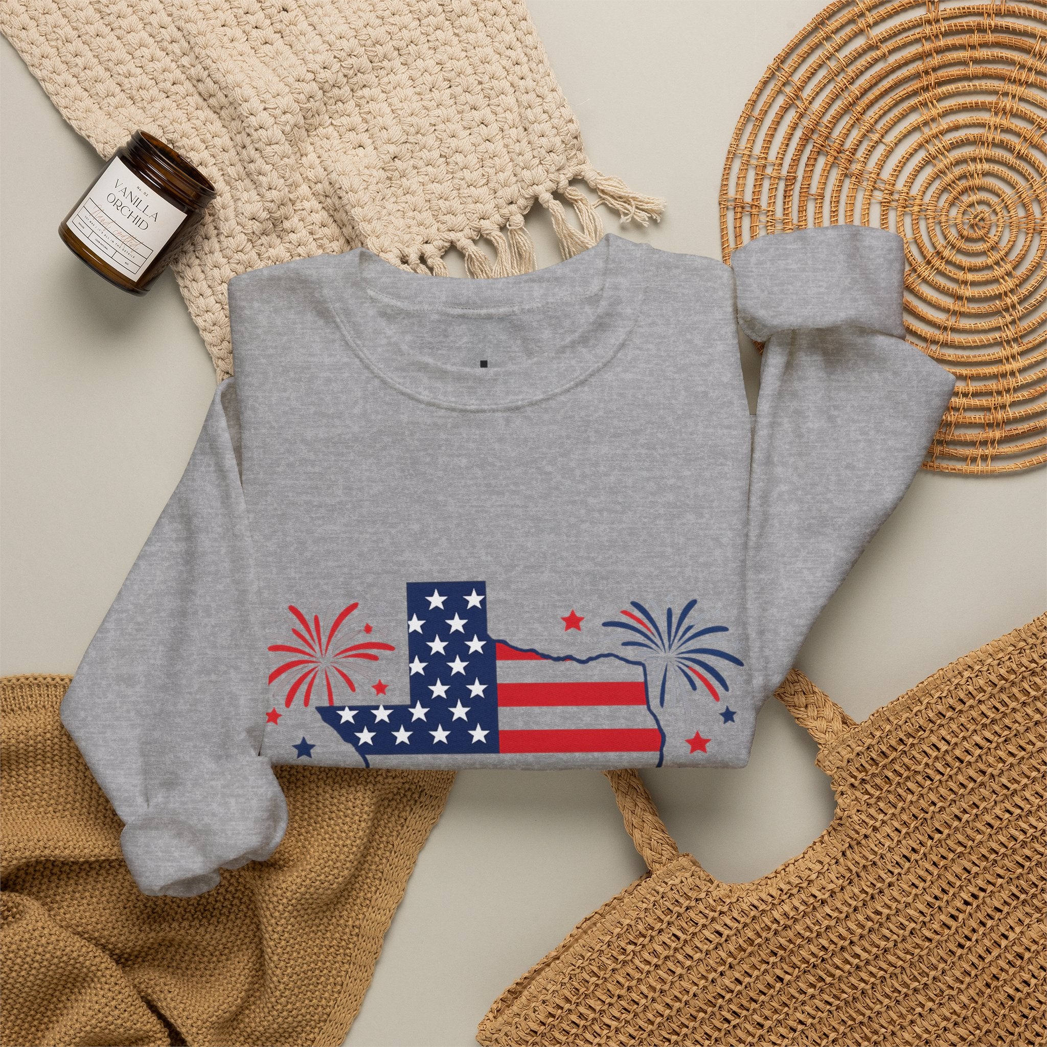 Romaneum God Bless America Flag Heart sweatshirt | Patriotic 4th of July crewneck