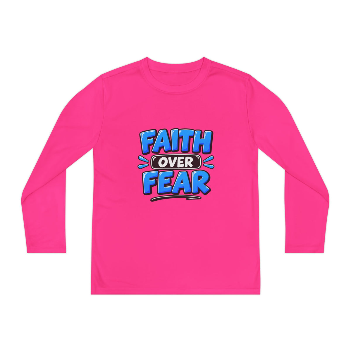 Faith Over Fear Youth Long Sleeve Tee — Good News Toons Graphic