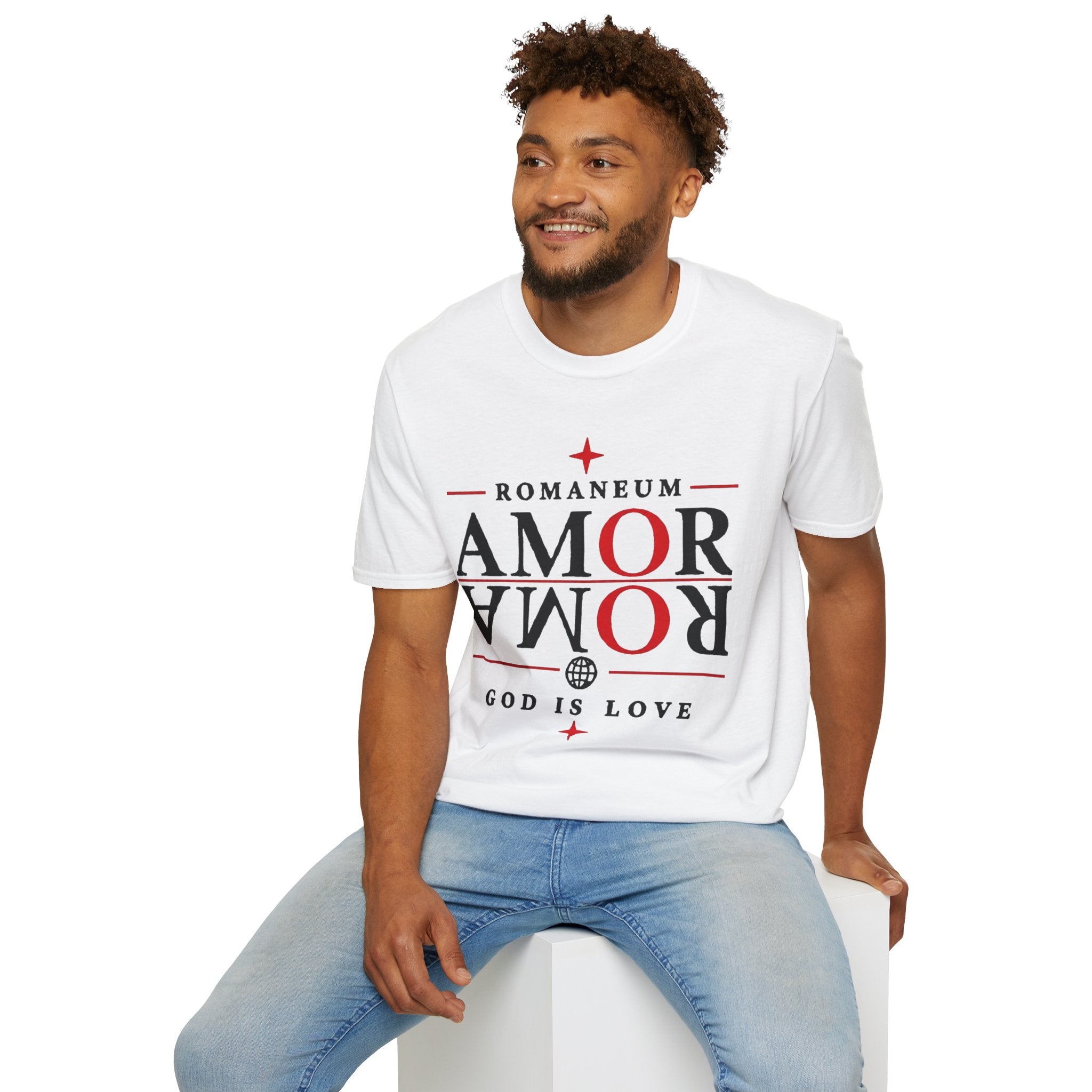 Amor/Roma 'ROMANEUM' Graphic T‑Shirt — 'AMOR' Reflection Design (God Is Love)