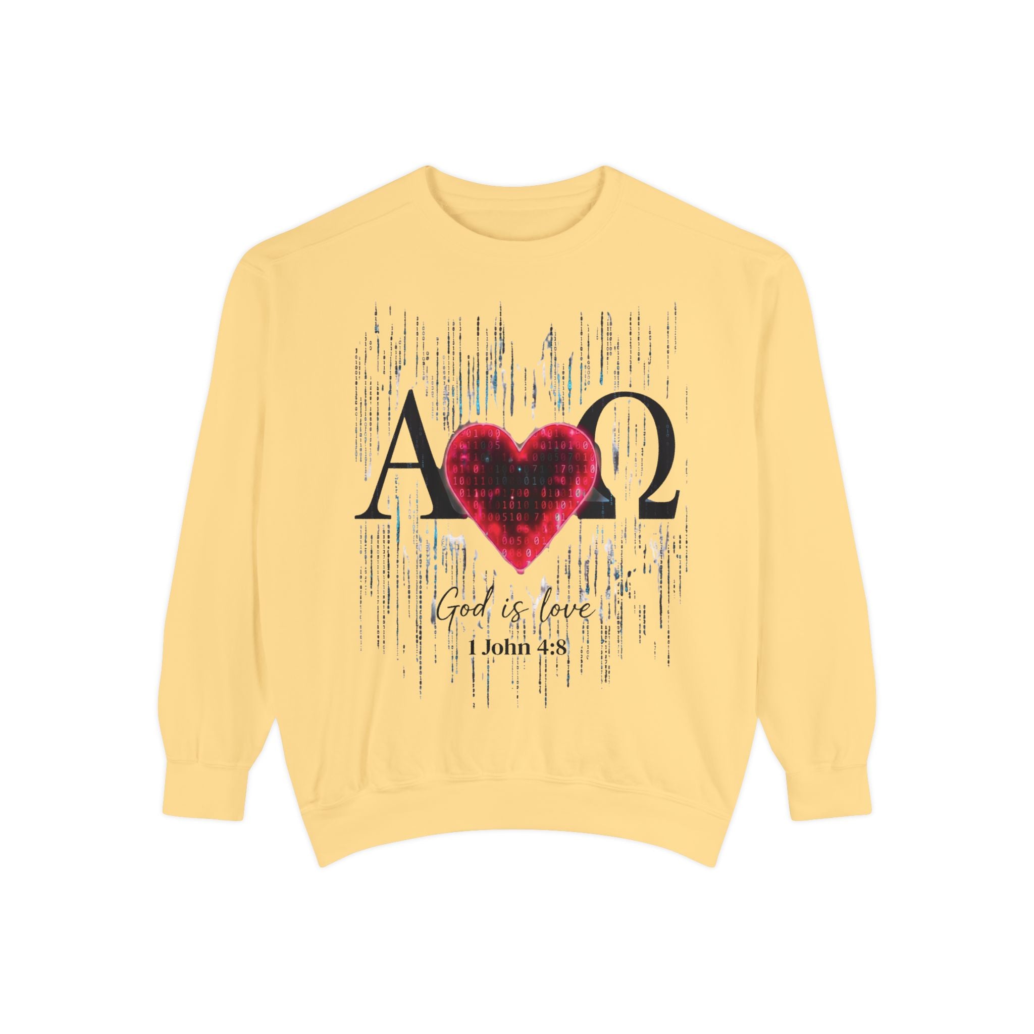 Alpha Omega Heart design sweatshirt | God is Love 1 John 4:8 RomanEum