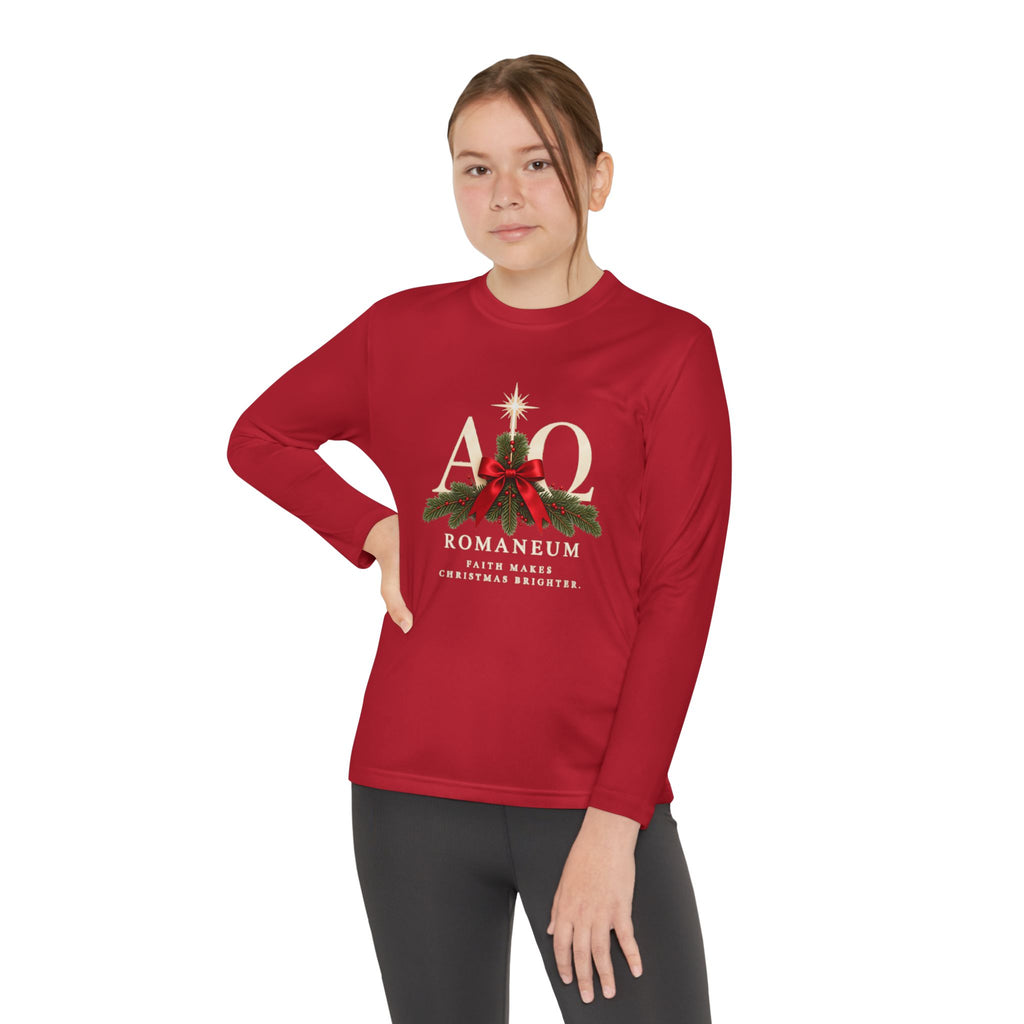 Youth Long Sleeve Tee — Romaneum Alpha Omega Christmas Design
