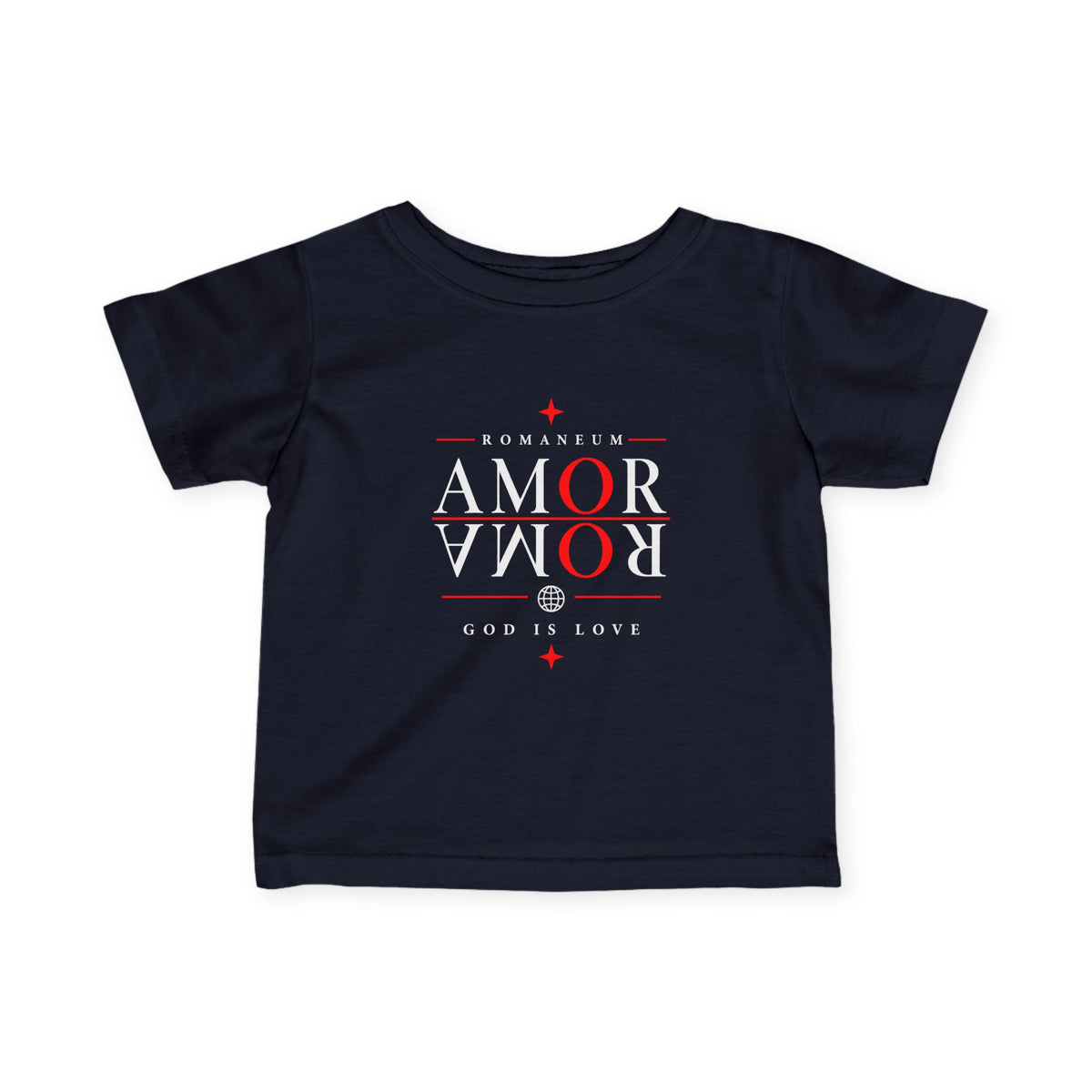 Infant Tee – 'AMOR ROMA' God Is Love Christian Baby Shirt