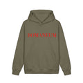Romaneum Logo Hoodie — Minimalist Cream Pullover with Red Text