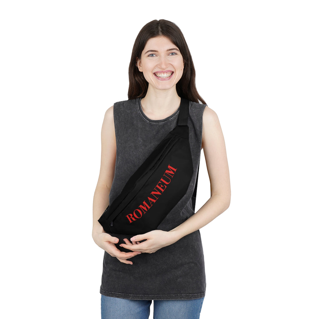 Romaneum Text Fanny Pack — Large Black Waist Bag