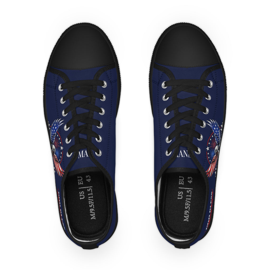 Patriotic Eagle Low Top Sneakers – God Bless America Men’s Canvas Shoes