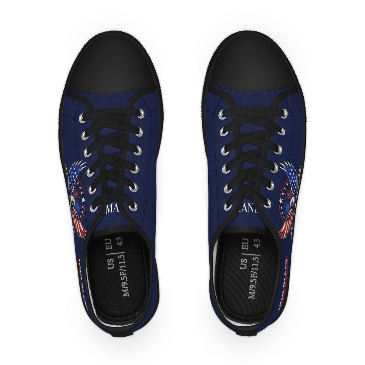 Patriotic Eagle Low Top Sneakers – God Bless America Men’s Canvas Shoes