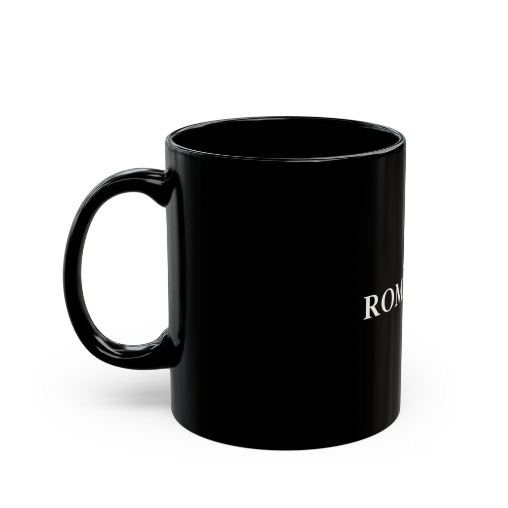 Black Ceramic Mug – Romaneum Logo Coffee Cup (11oz & 15oz)