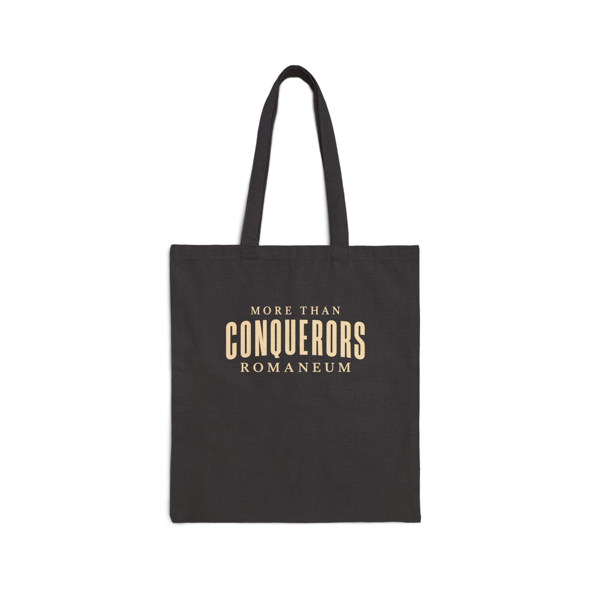 Conquerors Canvas Tote Bag — Minimal Inspirational Quote Grocery & Everyday Tote