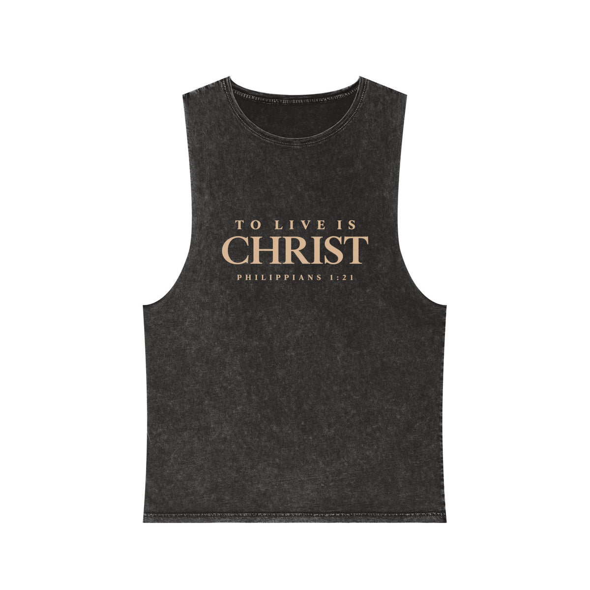 Romaneum Tank Top — "To Live Is Christ" Stonewash Tee