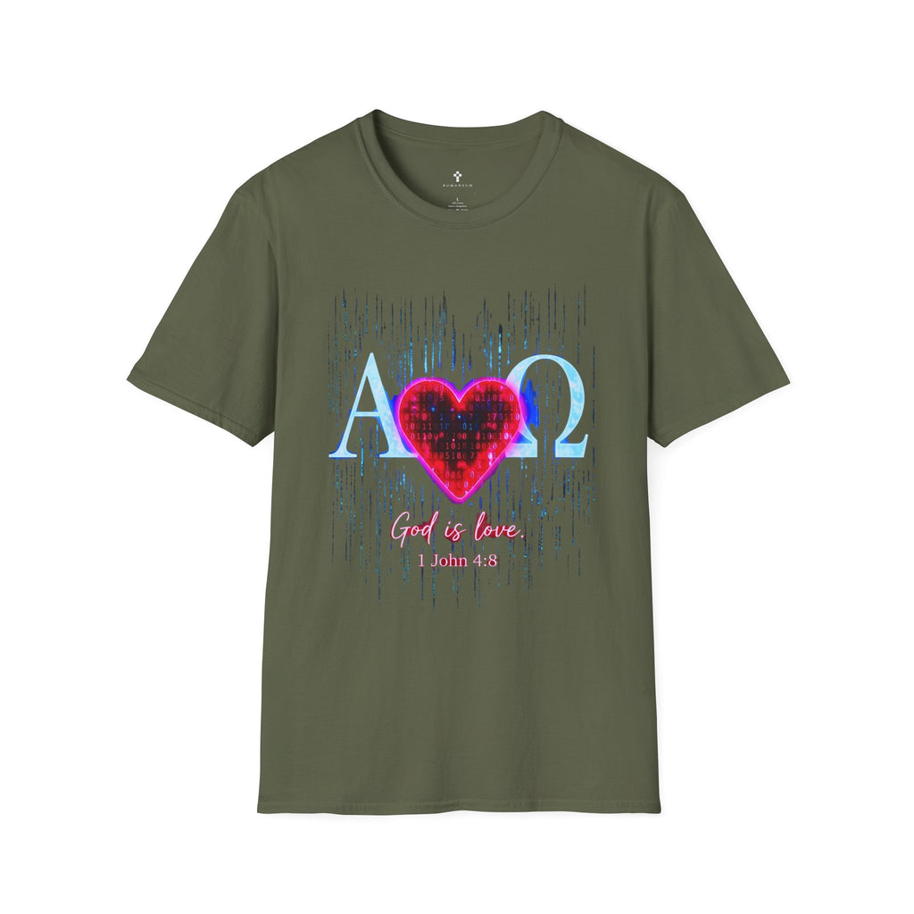 Alpha Omega Heart T-Shirt | Christian Scripture John 3:16 Design