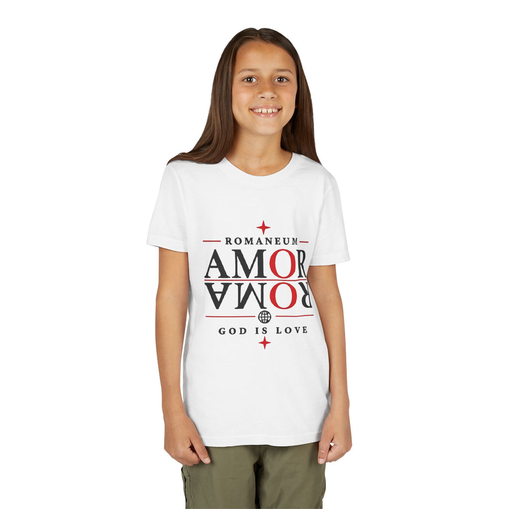 Youth Tee — ROMANEUM “AMOR / ROMA” God Is Love Graphic