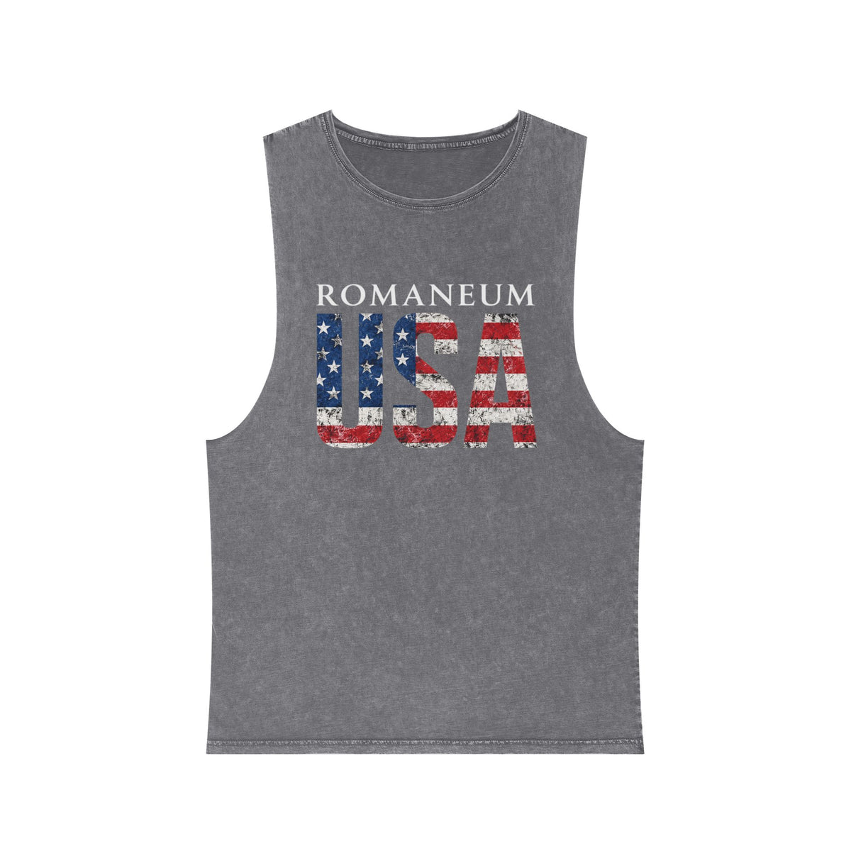 Romanеum USA Stonewash Tank — Vintage American Flag Muscle Tee