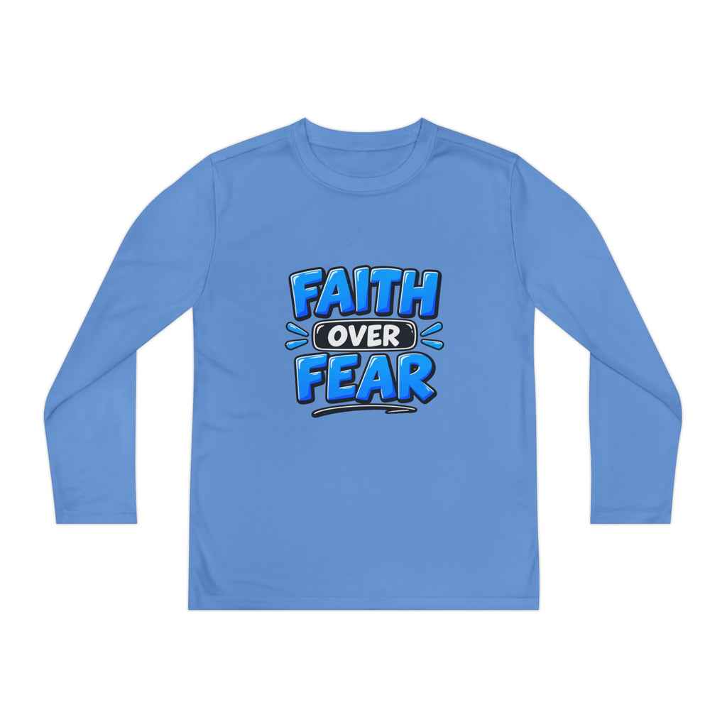 Faith Over Fear Youth Long Sleeve Tee — Good News Toons Graphic