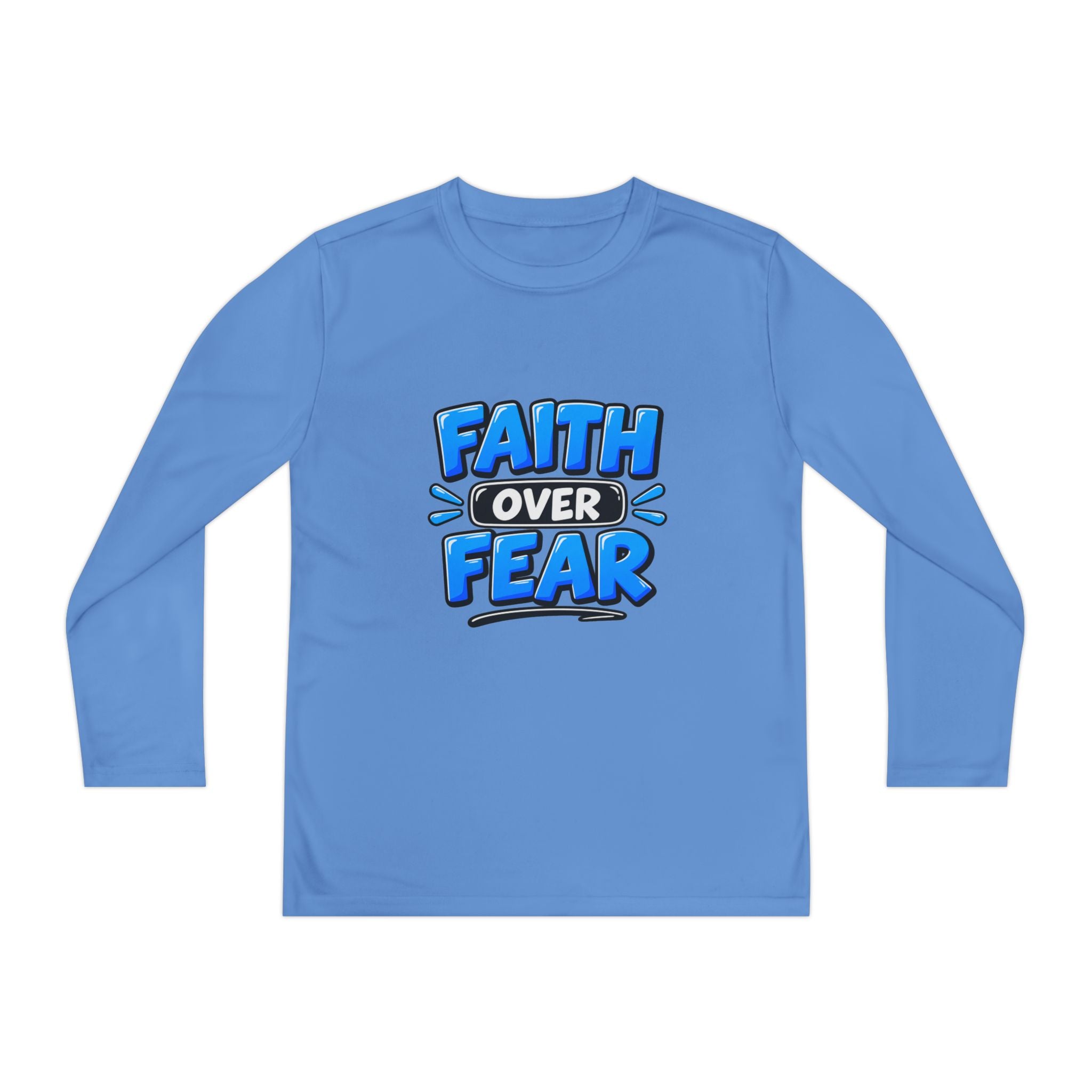 Faith Over Fear Youth Long Sleeve Tee — Good News Toons Graphic