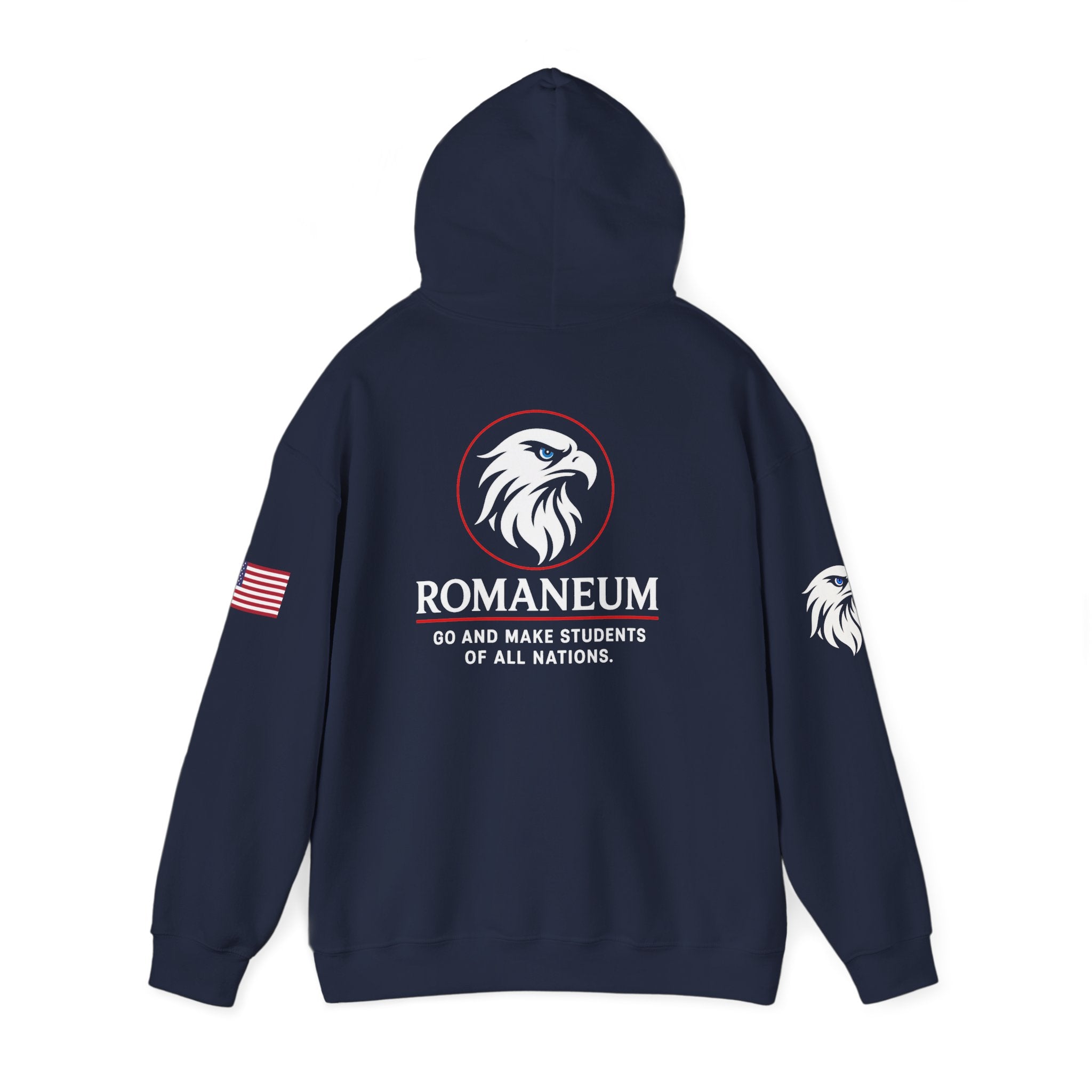 Romaneum Eagle Logo Hoodie | Romaneum School Crest, Patriotic Sleeve Design