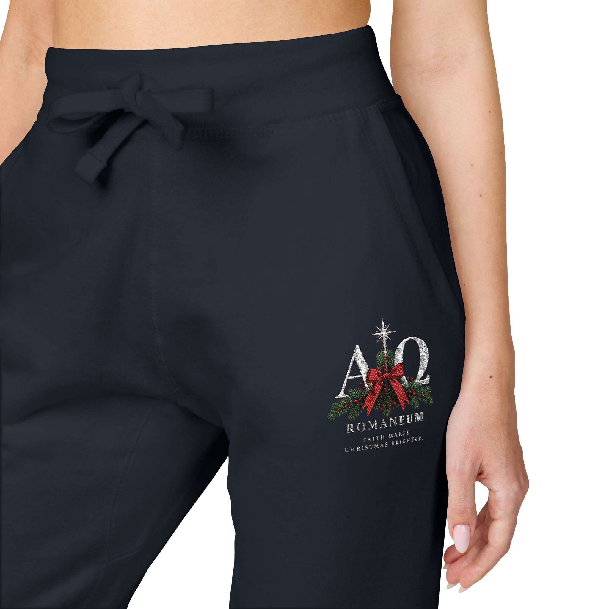 Embroidered Holiday Gnomes Fleece Sweatpants — Cozy Christmas Lounge Pants