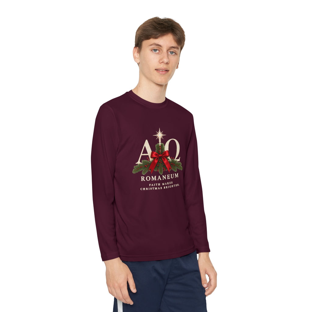 Youth Long Sleeve Tee — Romaneum Alpha Omega Christmas Design