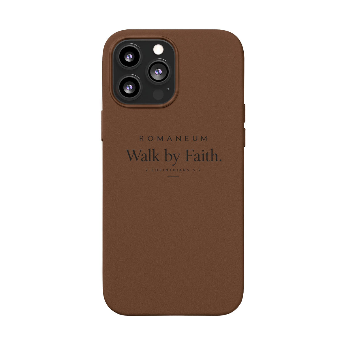 Engraved PU Leather Phone Case — ‘Walk by Faith’