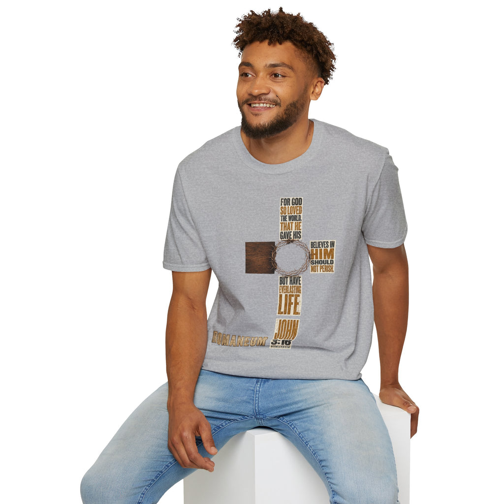 John 3:16 Cross T-Shirt — Faith Tee (For God So Loved)