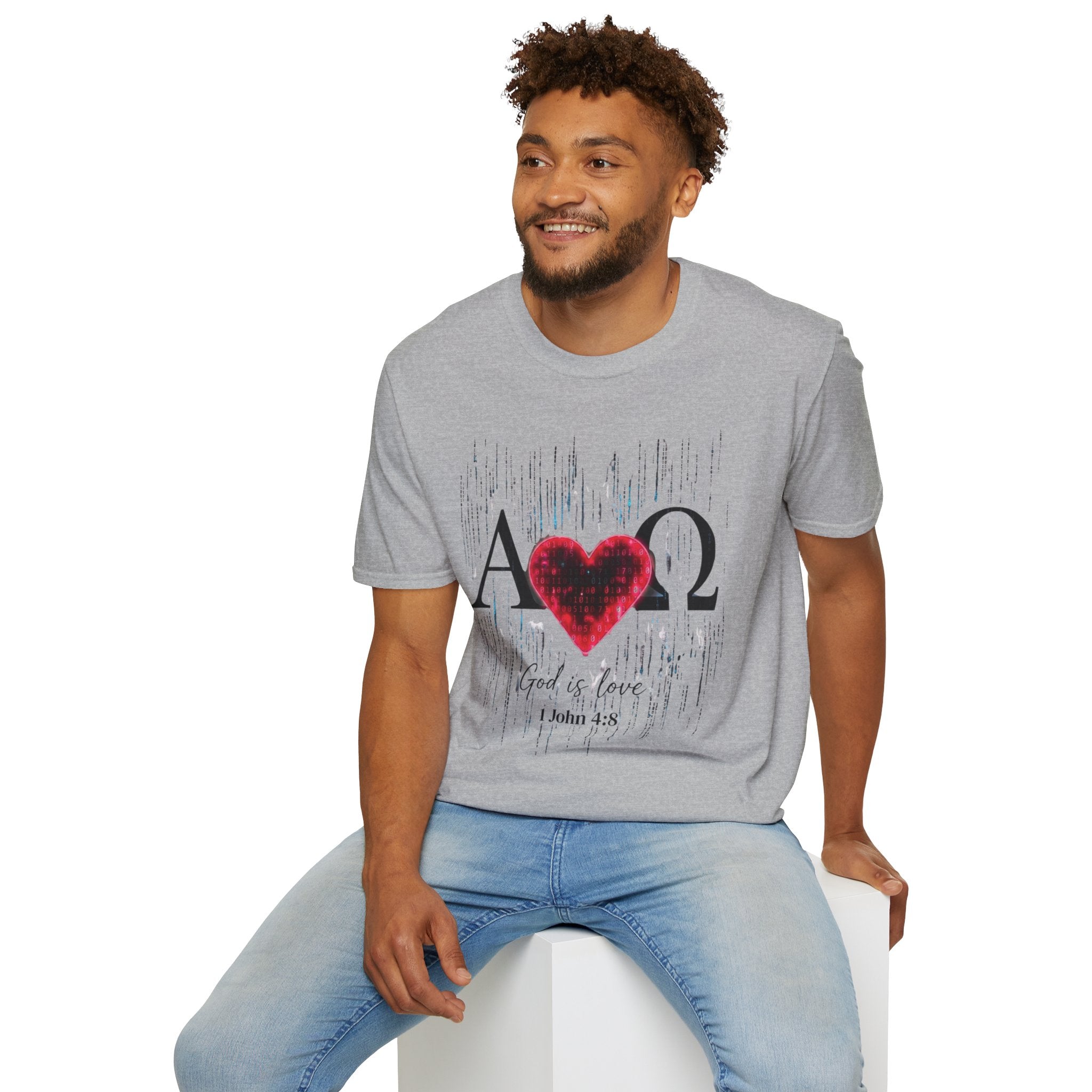 Alpha Omega Heart T-Shirt | Christian Scripture John 3:16 Design