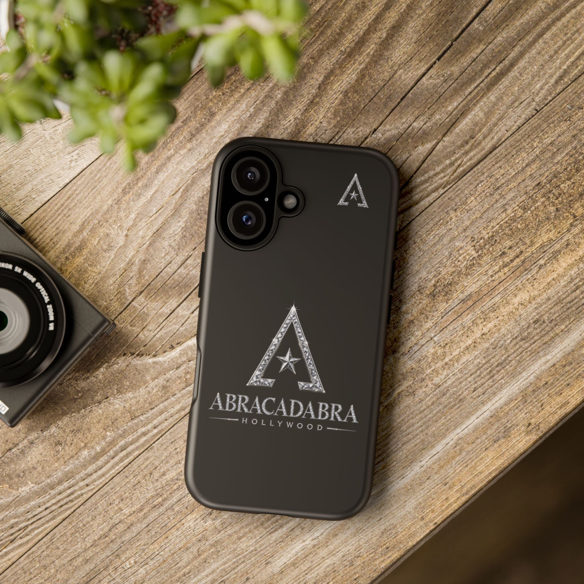 Abracadabra Hollywood Black Gloss Phone Case — Sparkle Logo Tough Case