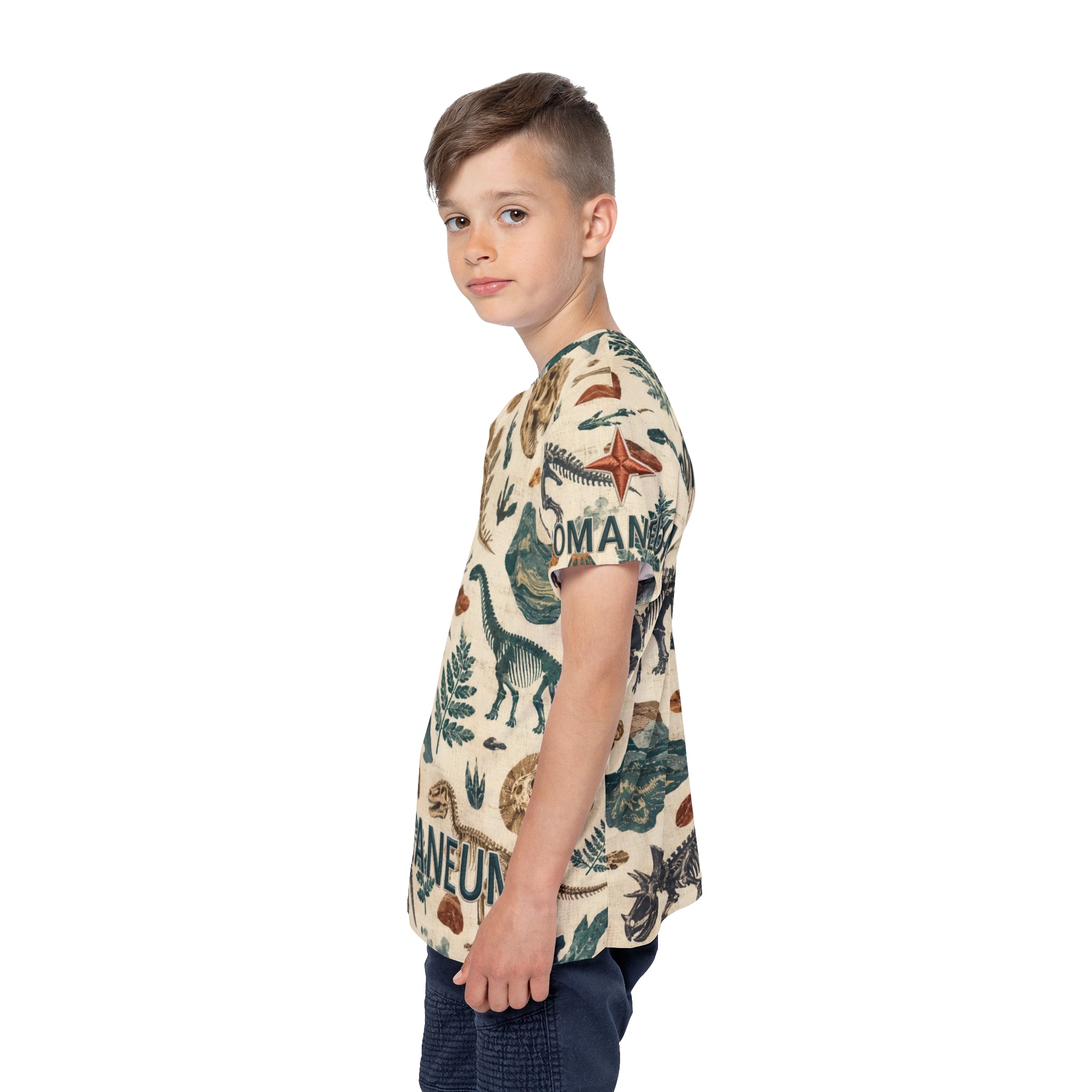 Kids Dinosaur Jersey — 'Romaneum' All-Over Print Sports Tee