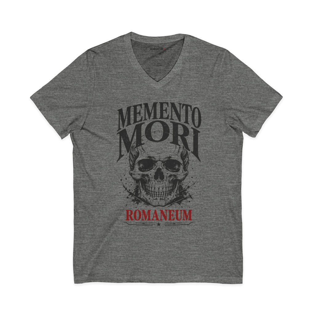 Memento Mori V-Neck Tee — Romaneum Skull Graphic Shirt