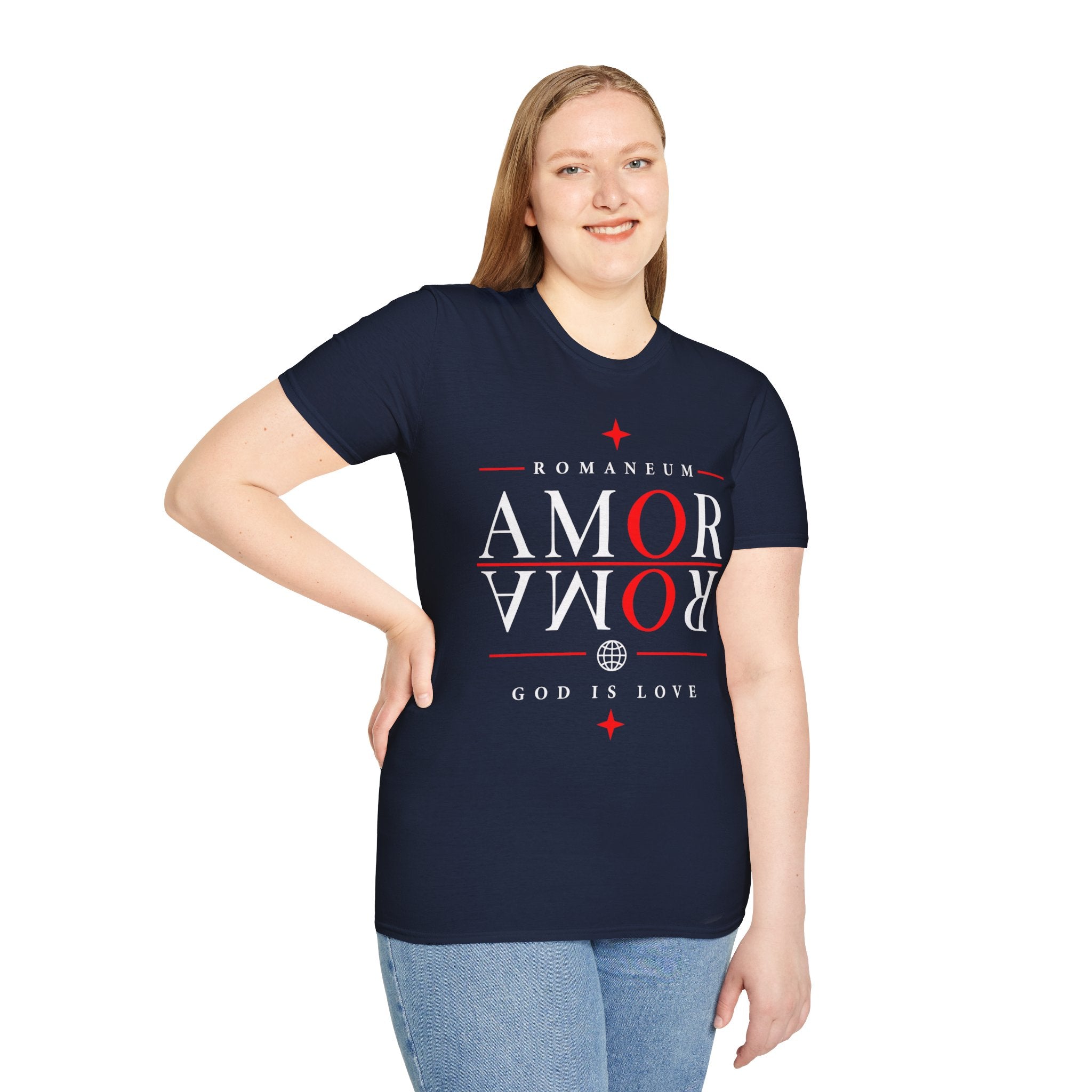 Amor/Roma 'ROMANEUM' Graphic T‑Shirt — 'AMOR' Reflection Design (God Is Love)