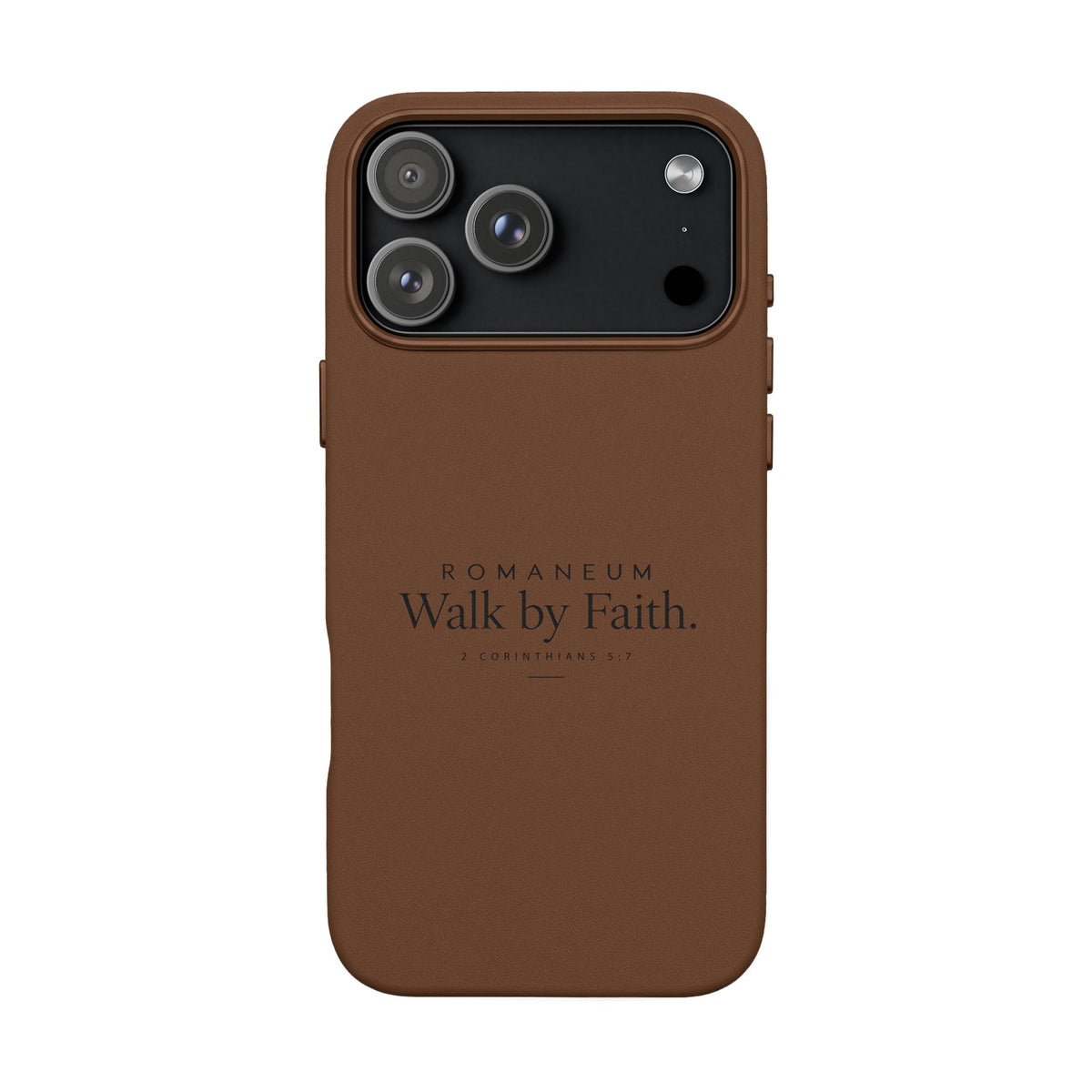 Engraved PU Leather Phone Case — ‘Walk by Faith’
