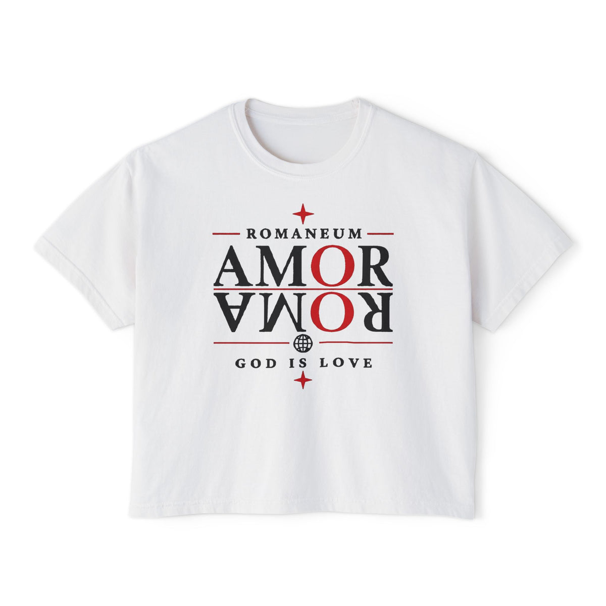 Christian Amor Amor Boxy Tee — "Amor" Graphic Crop Tee (God Is Love)