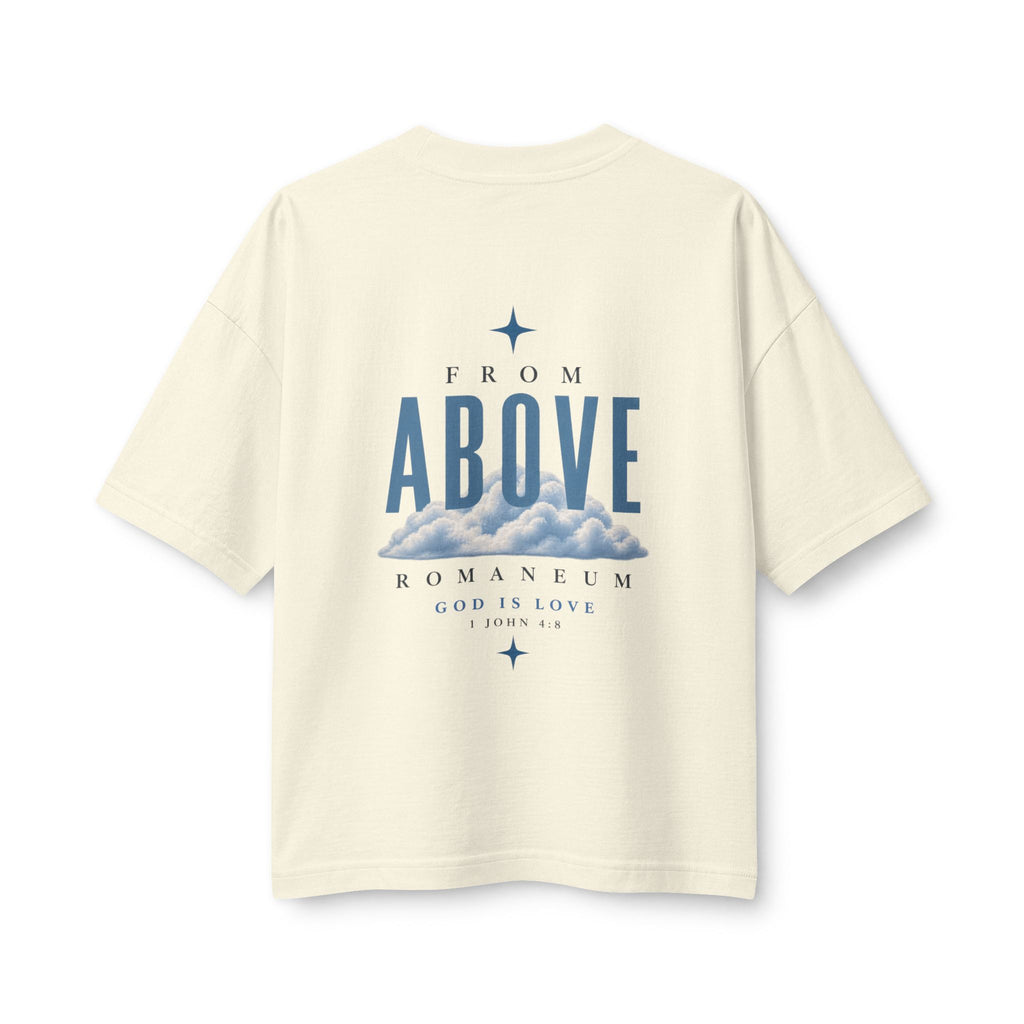 Amor Roma Christian Tee — "Above" Cloud Back Graphic