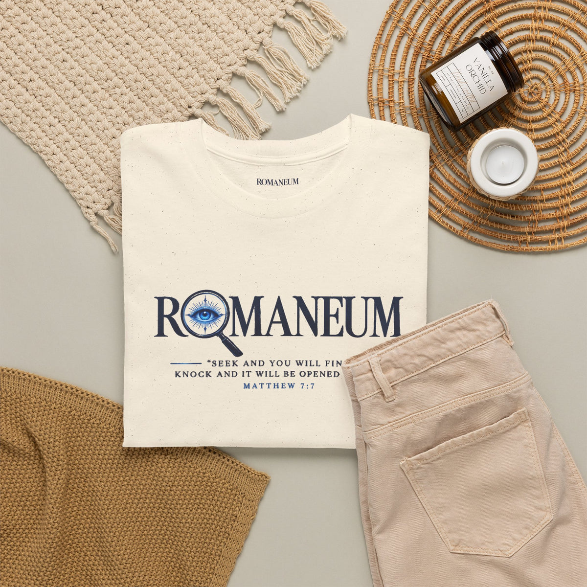 Romaneum Seek Logo Tee — Classic Romaneum-Inspired Graphic T-Shirt