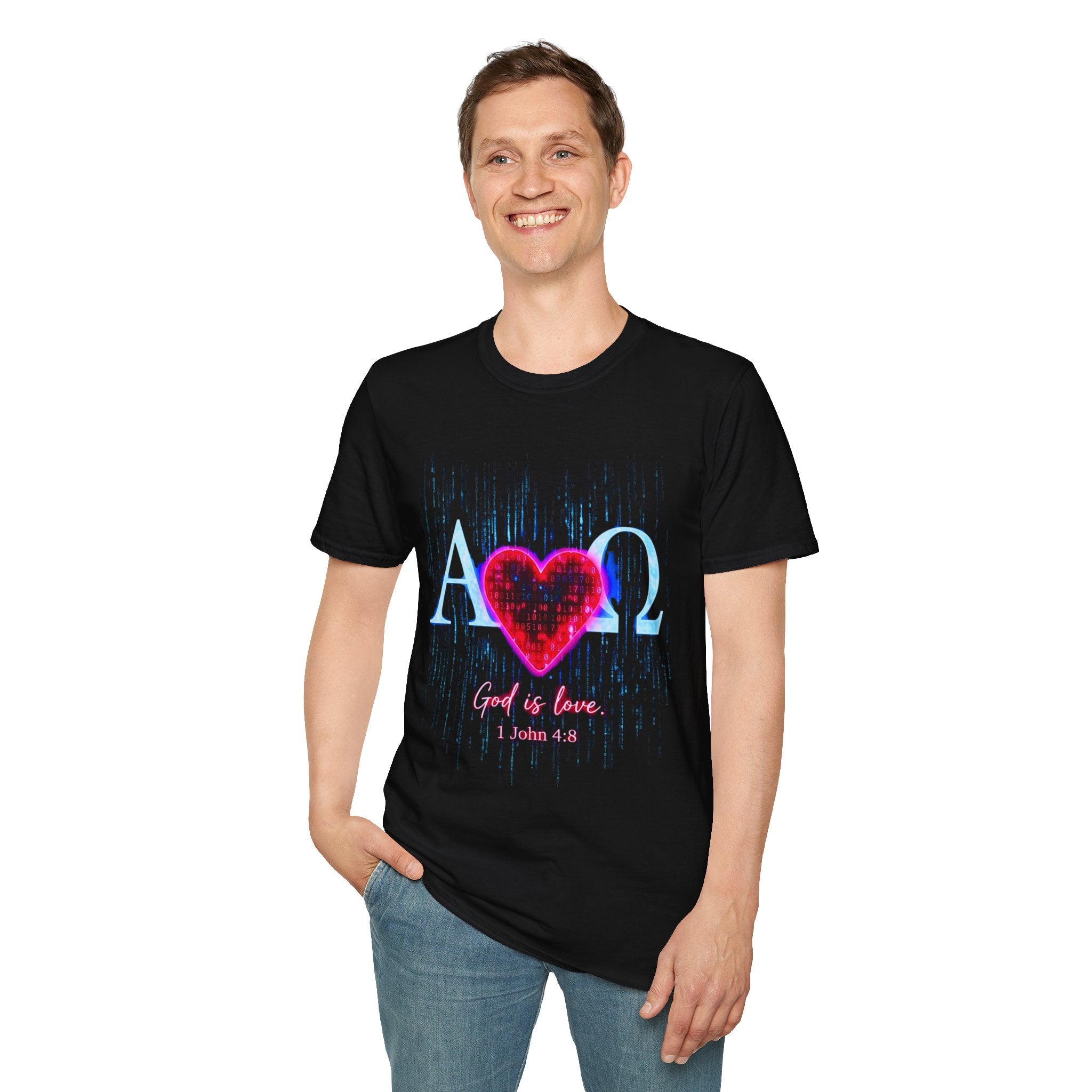 Alpha Omega Heart T-Shirt | Christian Scripture John 3:16 Design