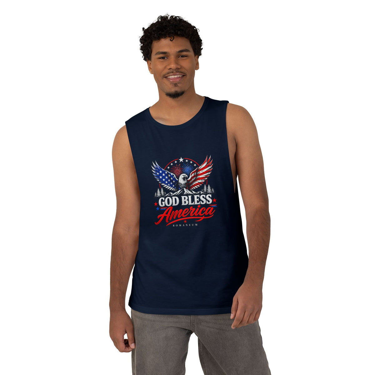 God Bless America Eagle Tank Top — Patriotic Romaneum USA Flag Muscle Tee