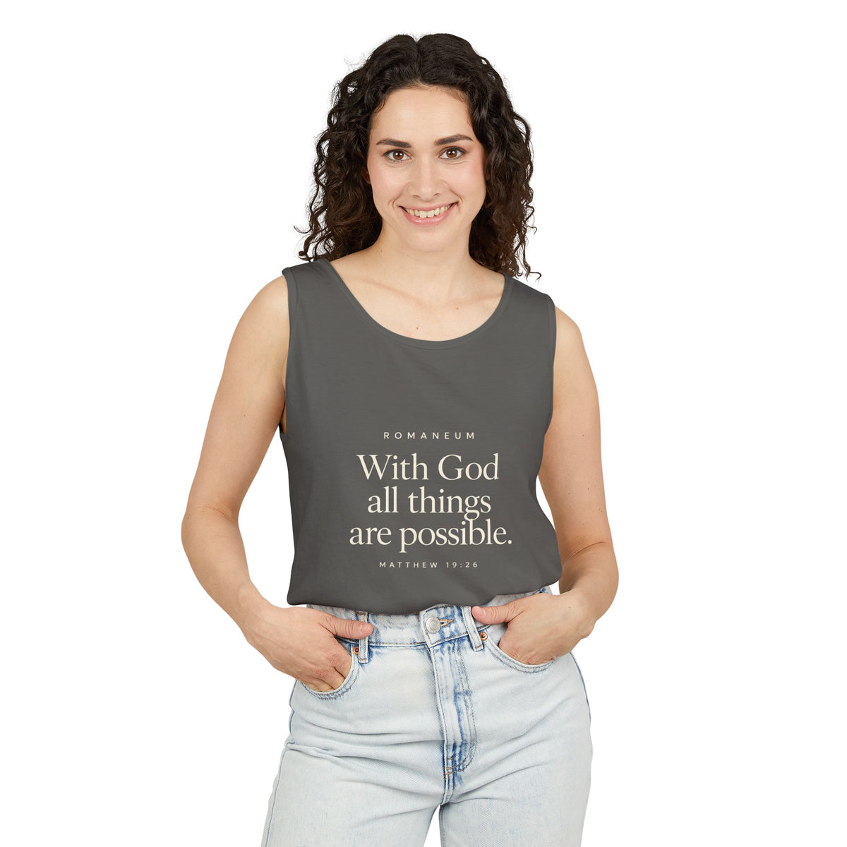 RomaneumTank Top — "With God all things are possible" (Matthew 19:26)