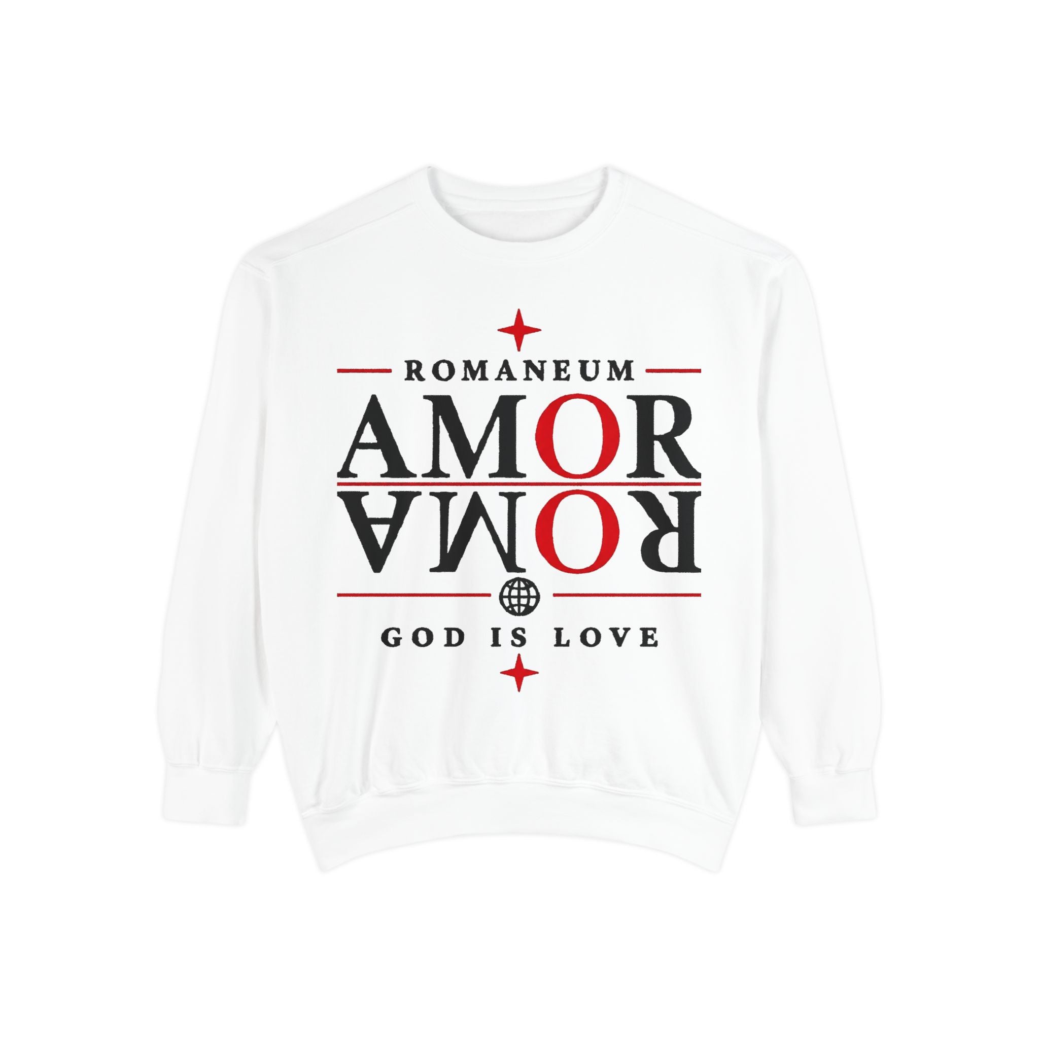 Romaneum Amor Crewneck Sweatshirt — "Amor Roma" Christian Graphic Sweatshirt
