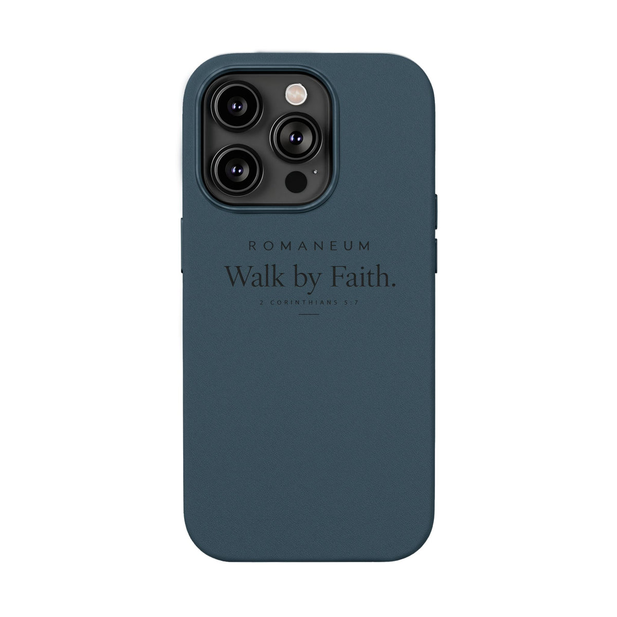 Engraved PU Leather Phone Case — ‘Walk by Faith’
