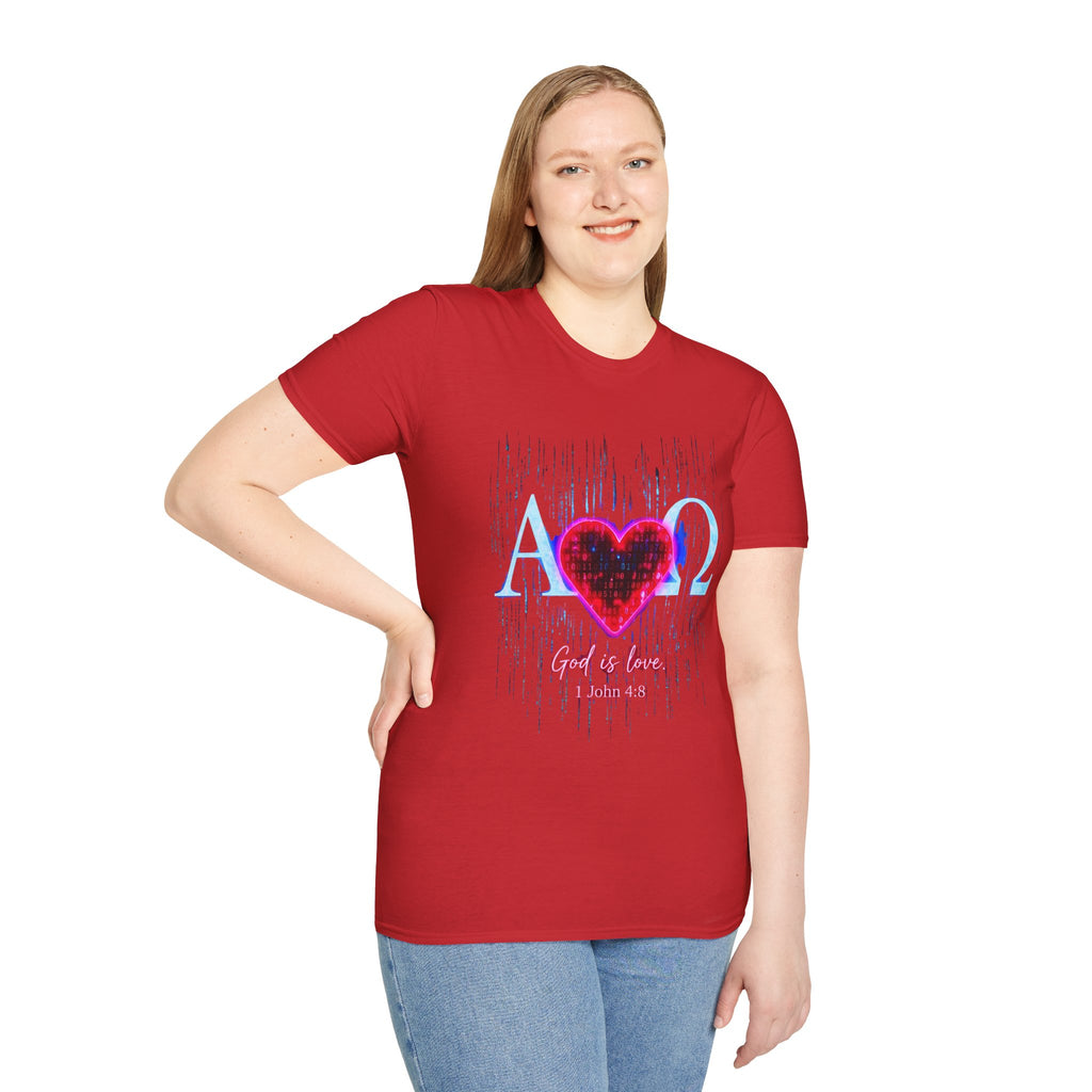Alpha Omega Heart T-Shirt | Christian Scripture John 3:16 Design