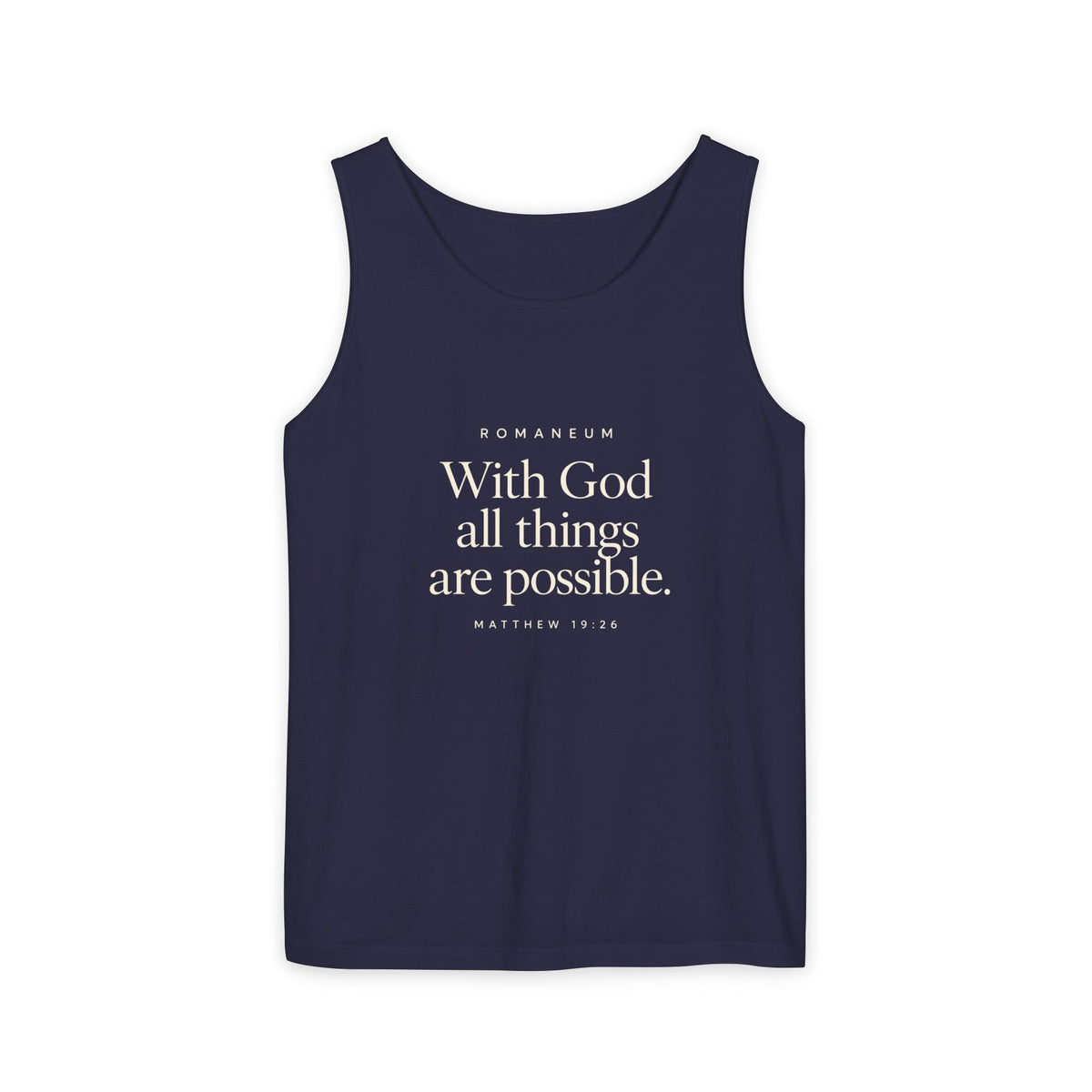 RomaneumTank Top — "With God all things are possible" (Matthew 19:26)
