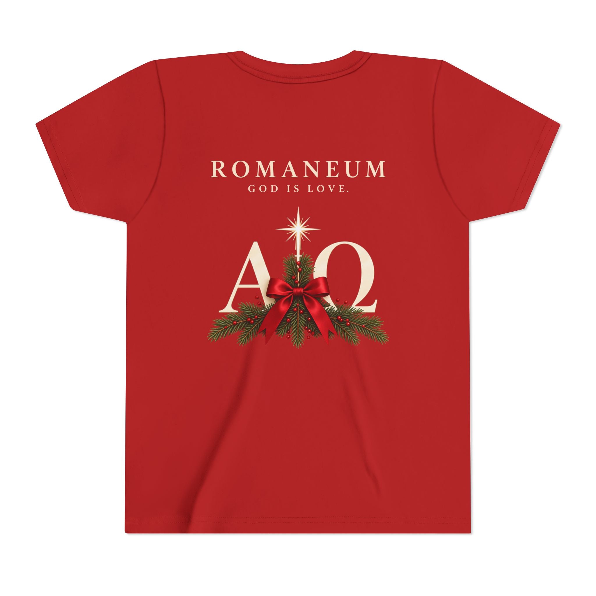Youth Tee — Romaneum Alpha Omega Christmas Design