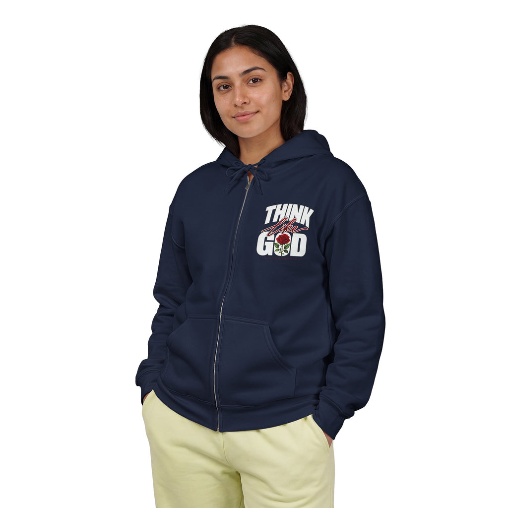 Women's Think like God Zip Hoodie — ROMANEUM Graphic Full-Zip Hooded Sweatshirt