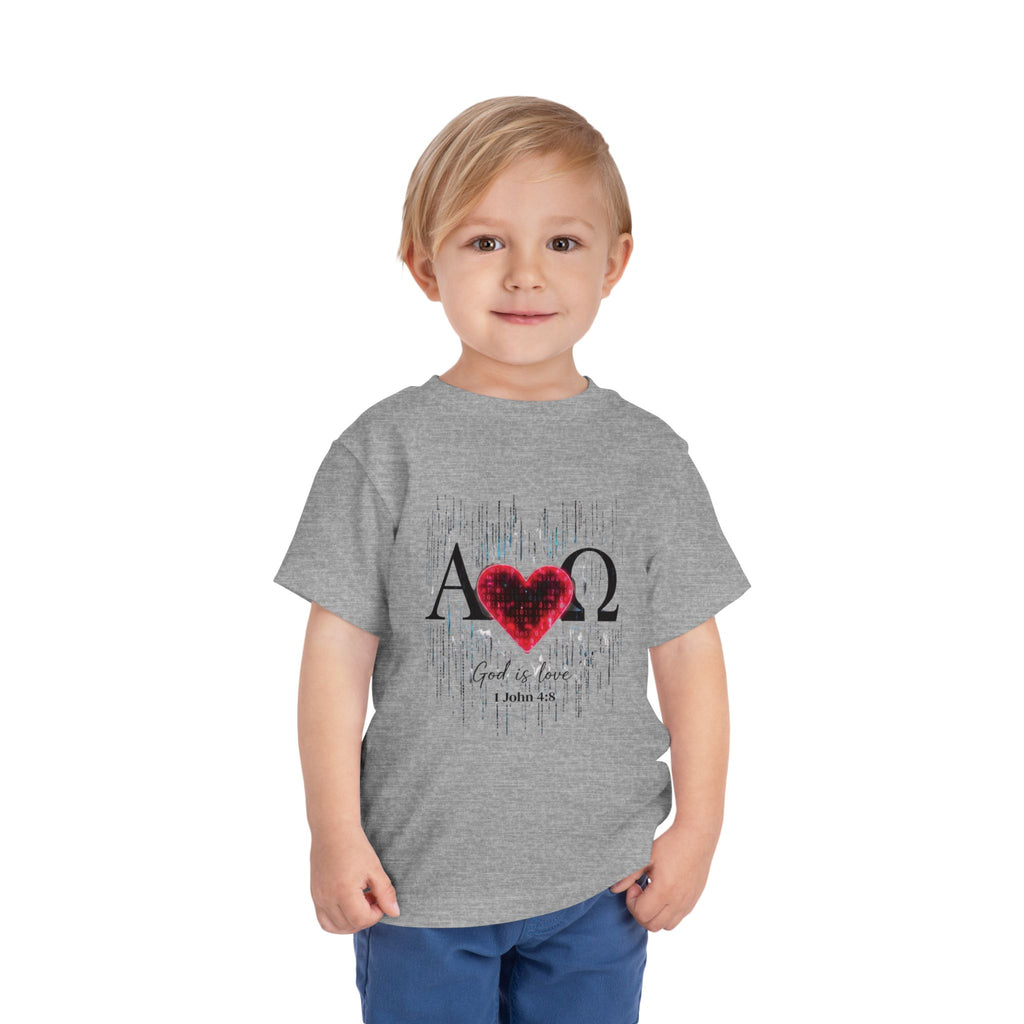 Alpha Omega Heart toddler tee | Christian scripture design