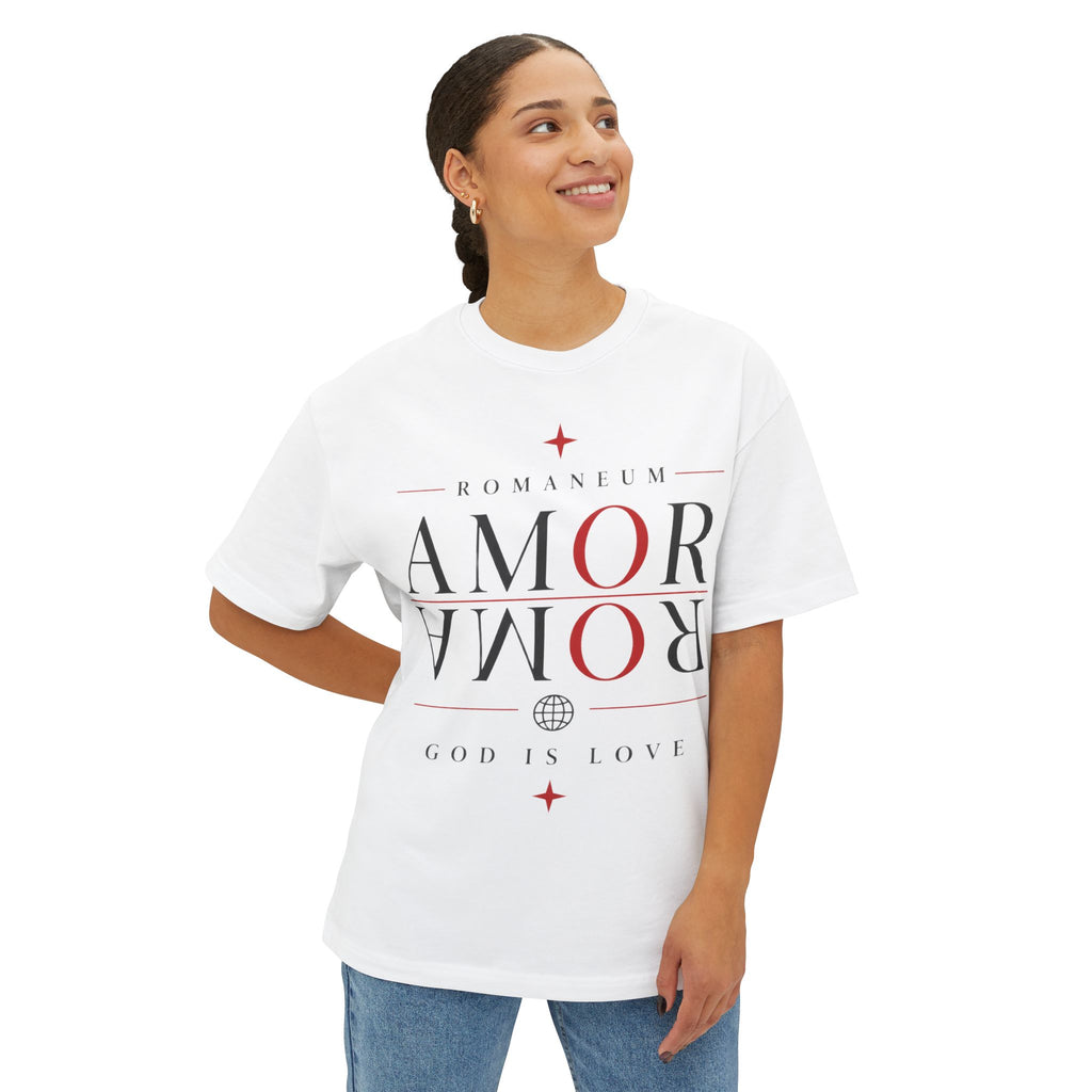 Amor Romanum Tee — 'Amor' Mirrored Graphic Boxy T‑Shirt