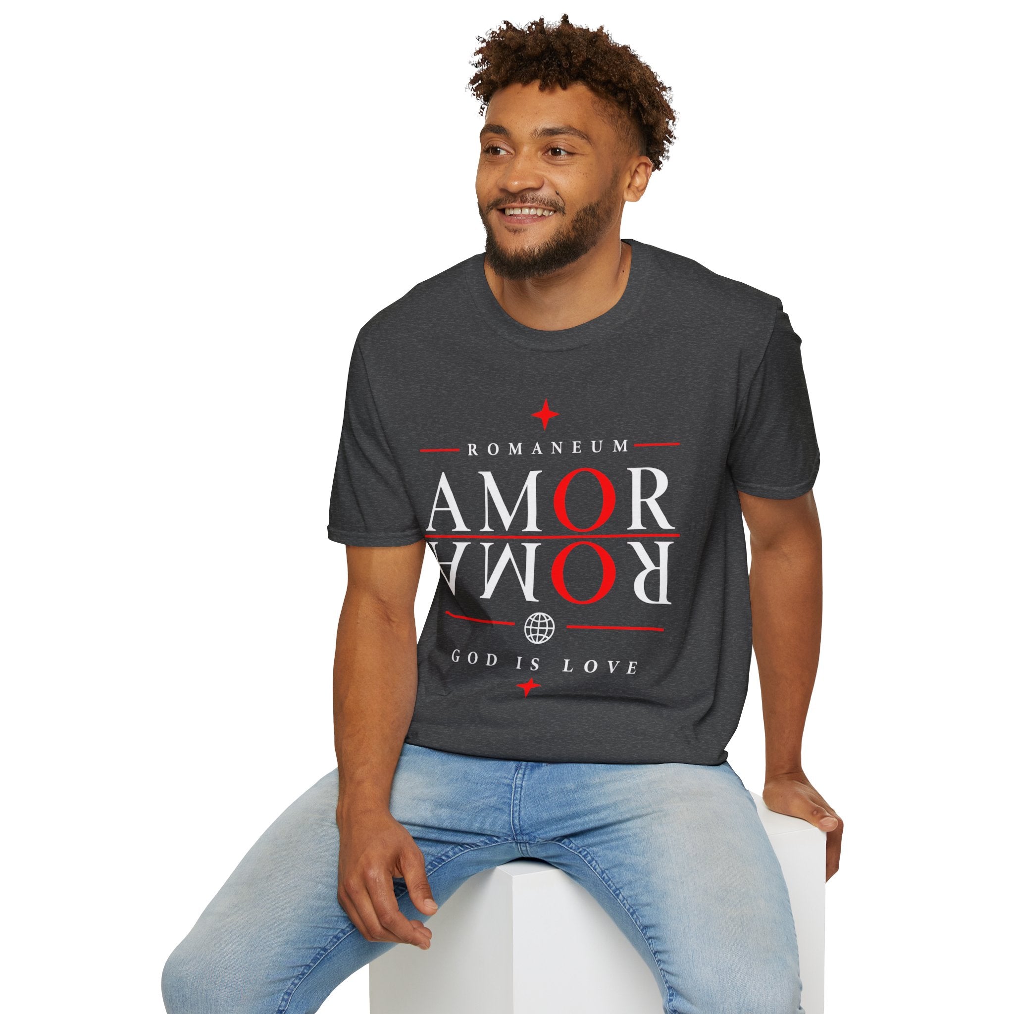 Amor/Roma 'ROMANEUM' Graphic T‑Shirt — 'AMOR' Reflection Design (God Is Love)