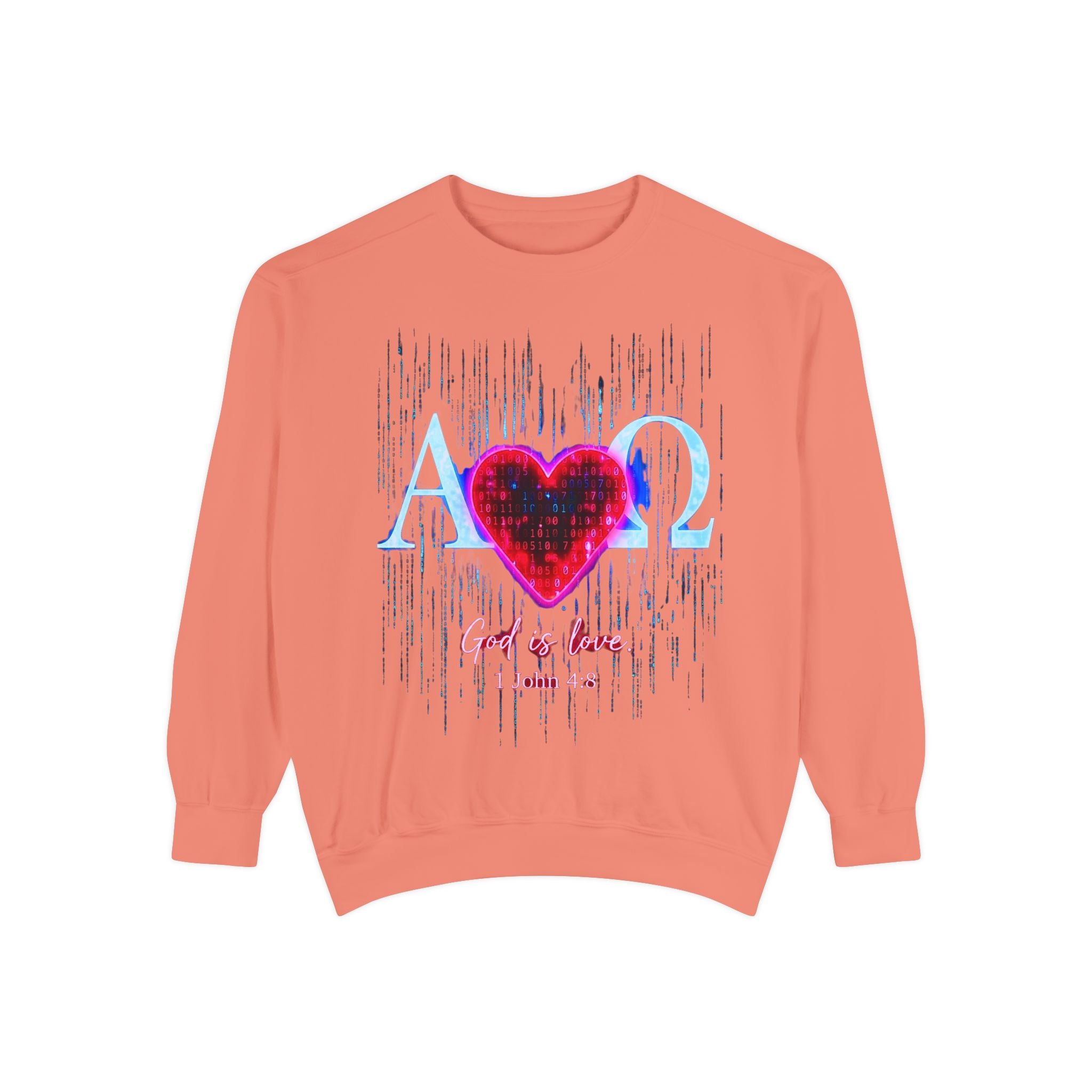 Alpha Omega Heart design sweatshirt | God is Love 1 John 4:8 RomanEum