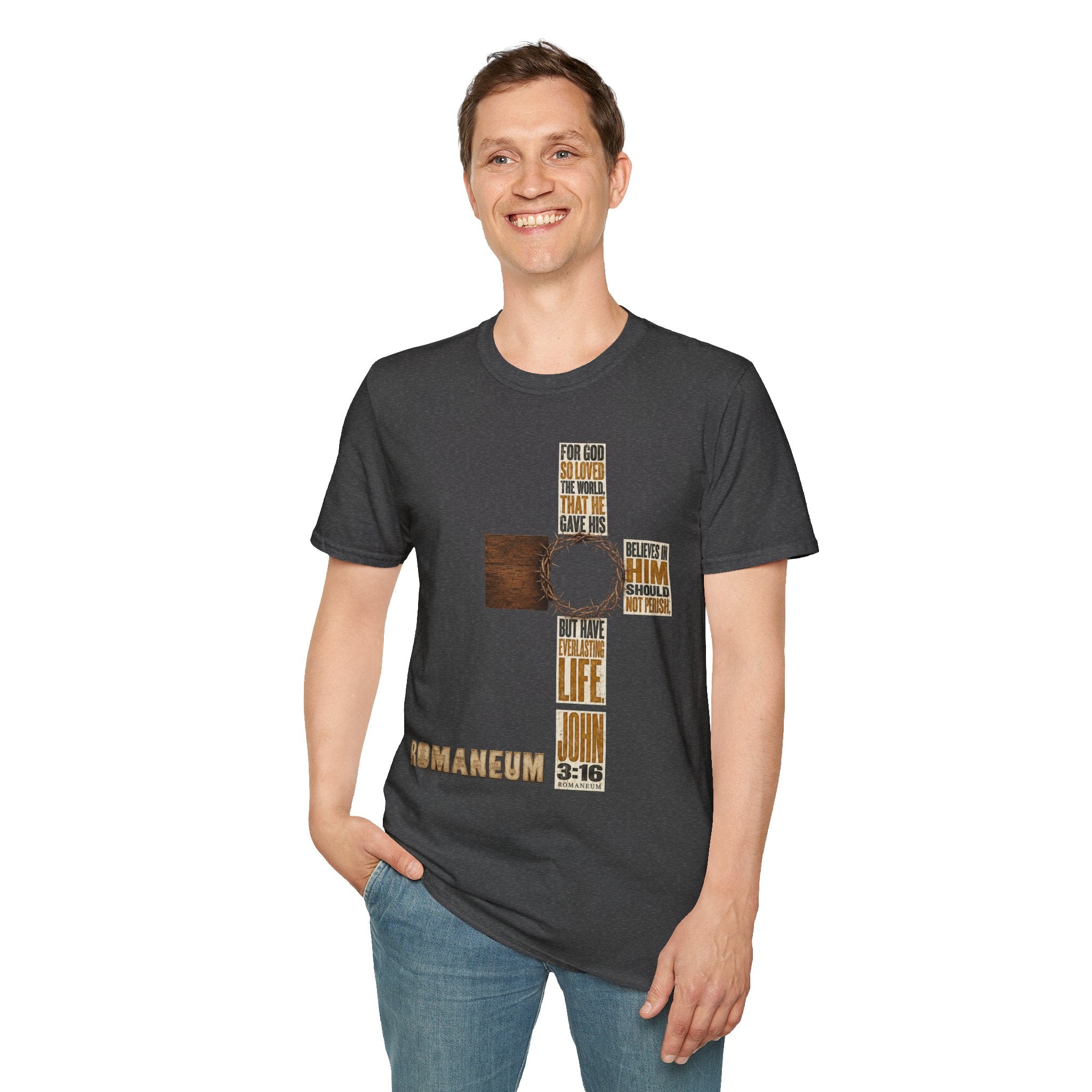 John 3:16 Cross T-Shirt — Faith Tee (For God So Loved)
