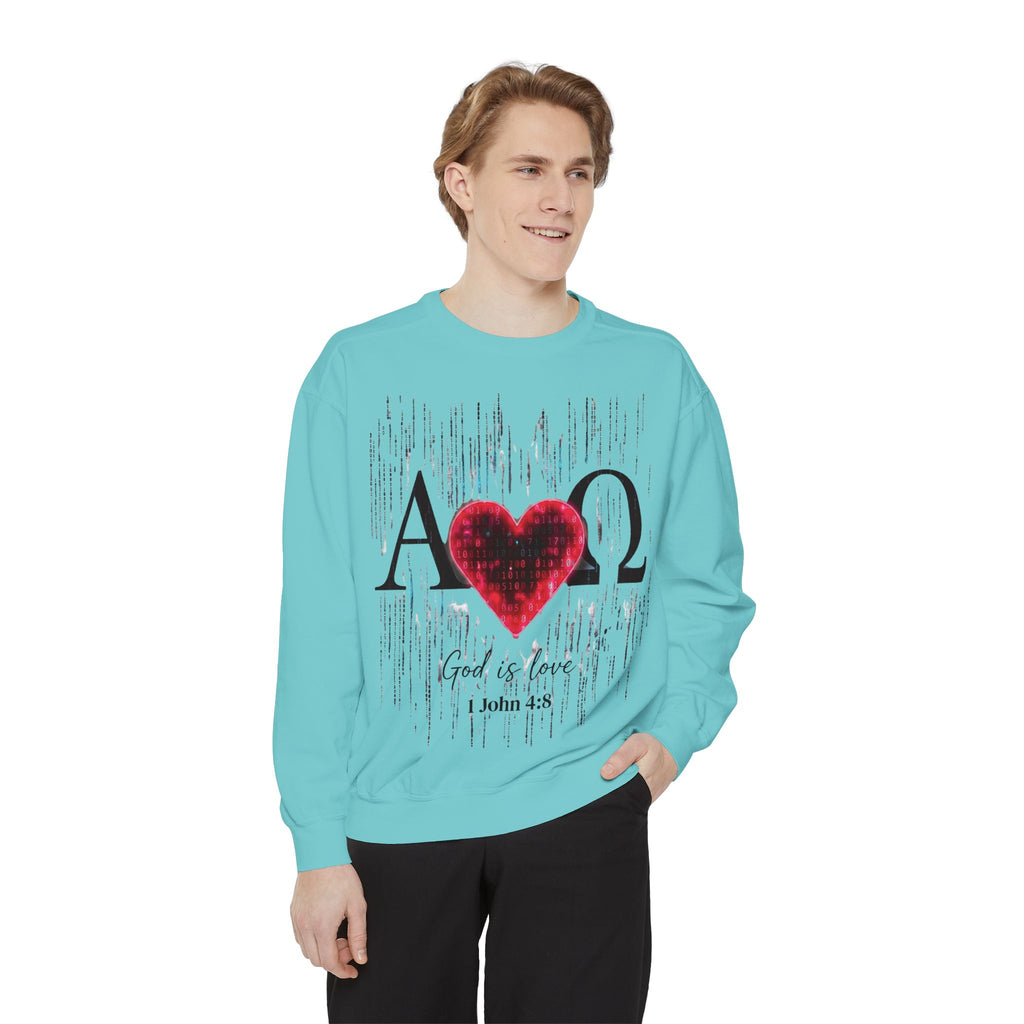 Alpha Omega Heart design sweatshirt | God is Love 1 John 4:8 RomanEum